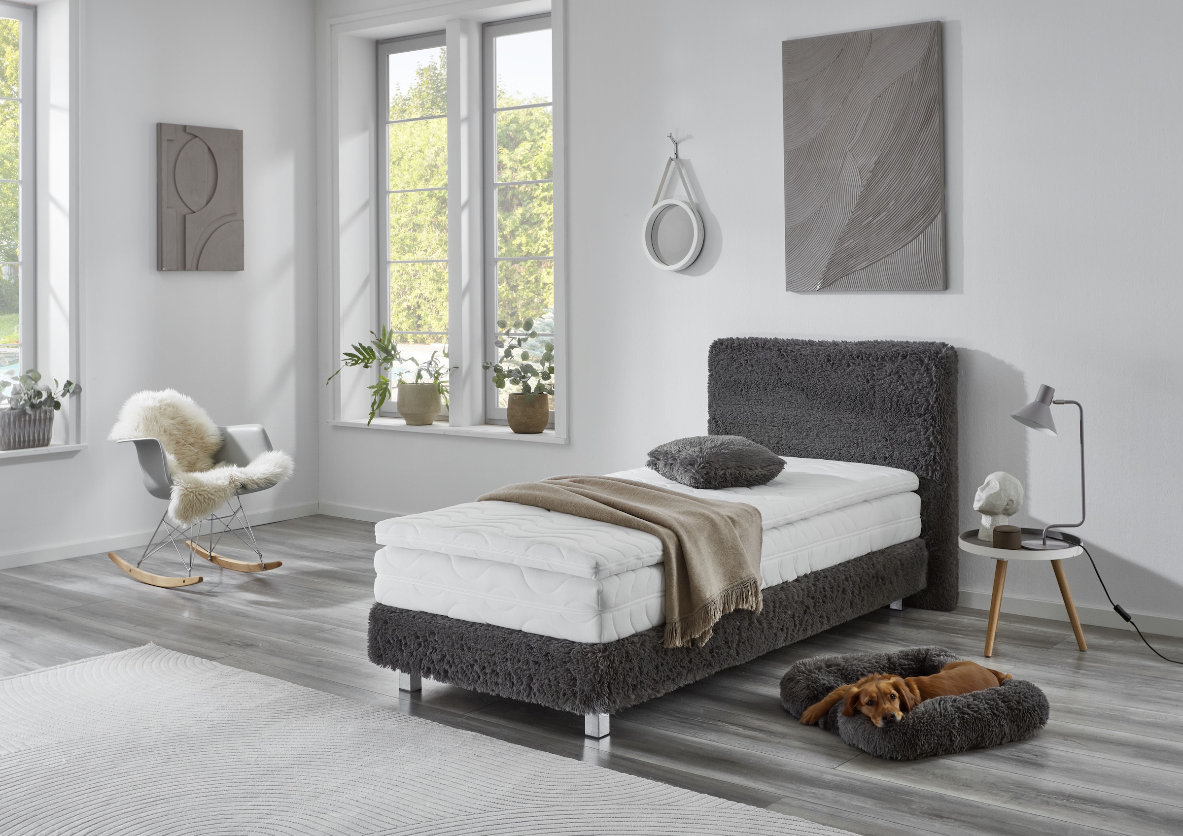 Westfalia Schlafkomfort Lit de boxe »Nara« aus Fellimitat, wahlweise in H2, H3 & H4 erhältlich