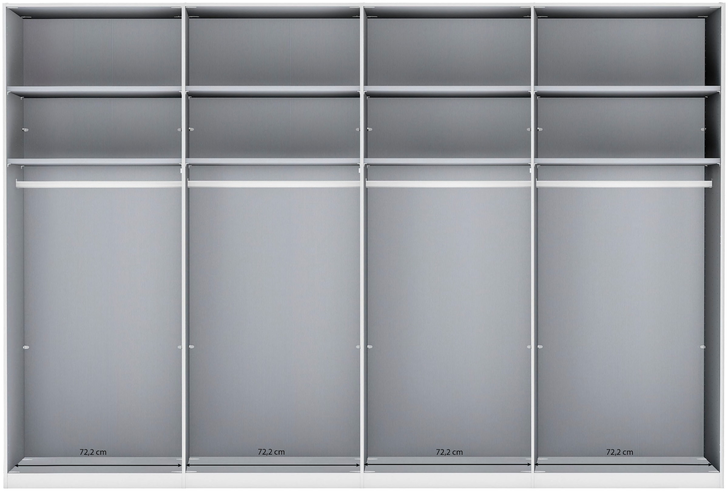 WIEMANN Armoire à portes pliantes »Ohio, Kleiderschrank, Schrank, Garderobe, mit Schubladen, 300 cm« inklusive Einlegeböden & Kleiderstangen, 2 Höhen, MADE IN GERMANY,  inklusive Tür und Schubkastendämpfung, hochwertige Glasfront