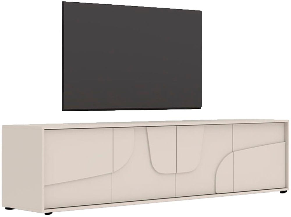 INOSIGN Table basse »Stone, 205 cm breit, 4 Türen, TV-Schrank, TV-Kommode, Medienboard« 3D-Design, Push-to-open, Innenraum grosszügig, Füsse 14/2 cm wählbar