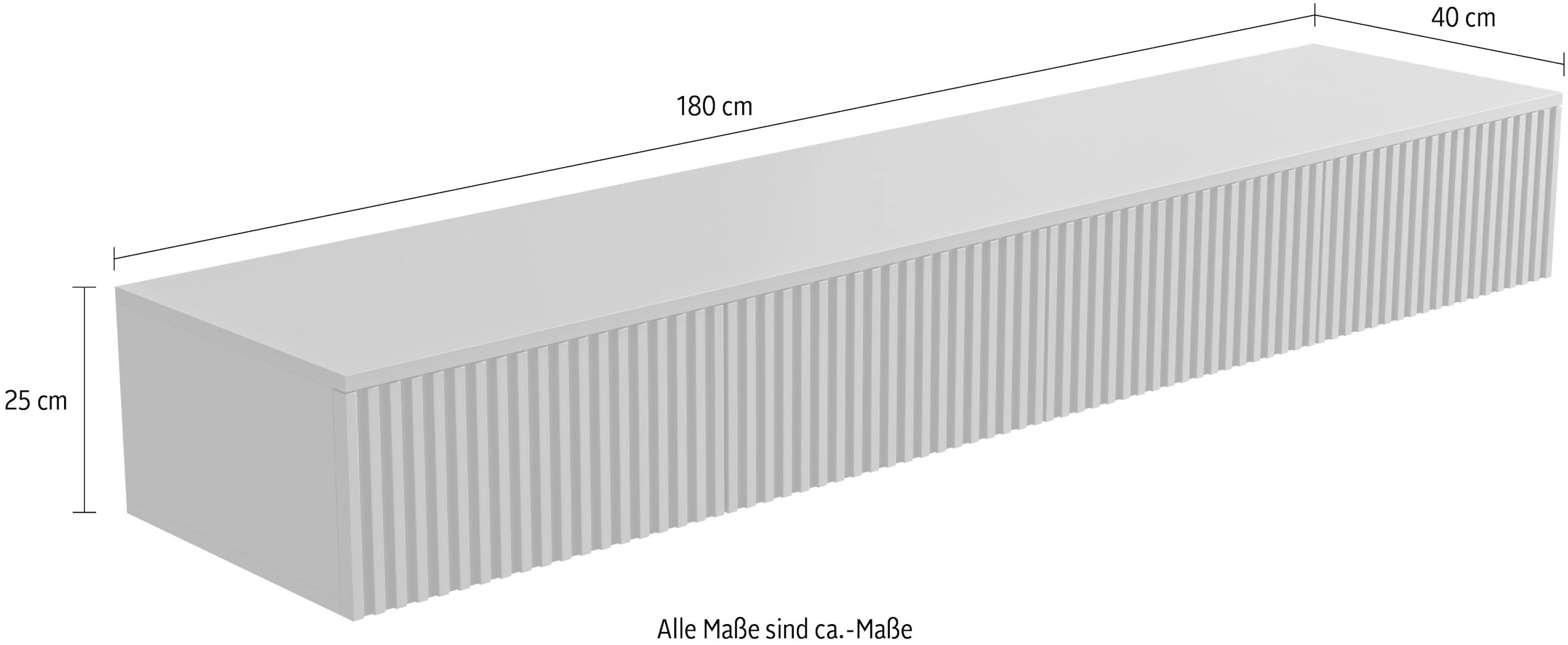HBZ Table basse »Lowboard Lanai, hängend, mit moderner Rillenoptik« 1 cuis tlg. Largeur 180cm, revêtement mélaminé, ouverture par pression