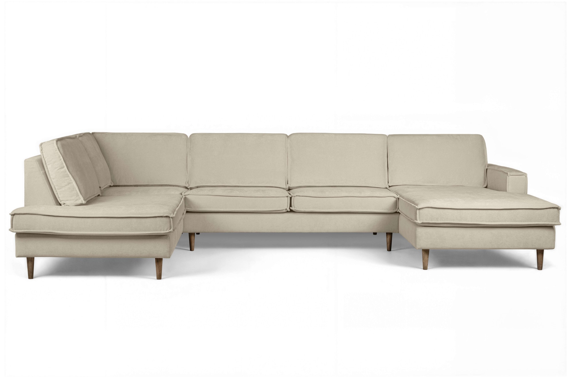 GOODproduct Wohnlandschaft »Pinto Skandi, 350 cm, U-Form, XXL, mit Ottomanen« mit Keder, Massivholzfüsse Eiche geräuchert, Wellenunterfederung