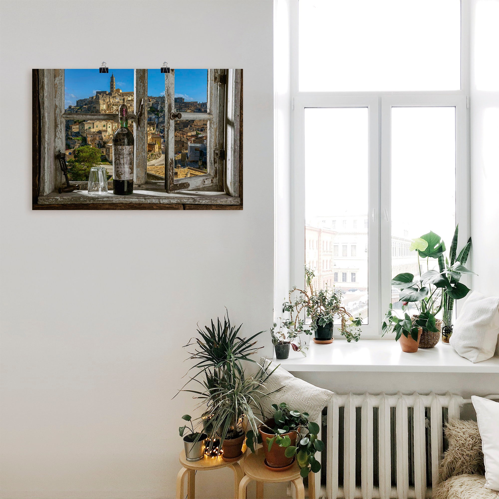 Artland Wandbild »Blick aus dem Fenster Matera, Italien« Fenster & Türen 1 Stk. tlg. als Alubild, Leinwandbild, Poster in verschied. Grössen