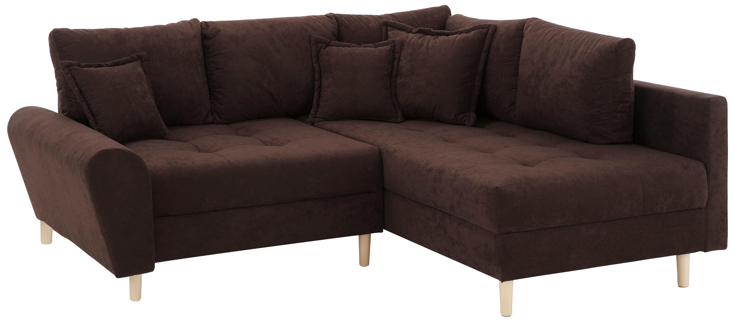 Home affaire Ecksofa »Rice L-Form, B: 223 cm« Set: Sofa & Hocker, mit 3 Zierkissen, Federkern