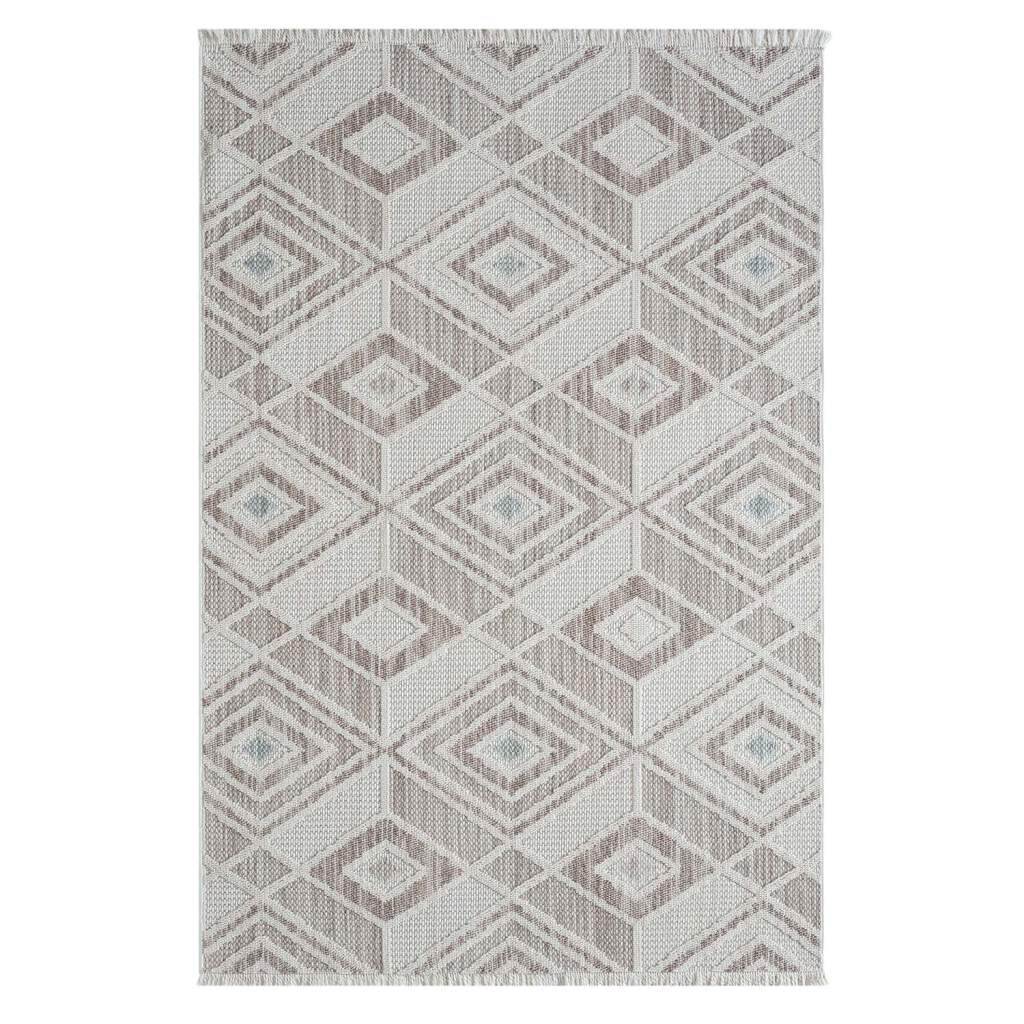 Carpet City Tapis »LINDO 8875« Rectangulaire 11 mm Höhe Kurzflor, Hochtief-Muster/ 3D-Effekt, Fransen, Boho-Stil, Wohnzimmer