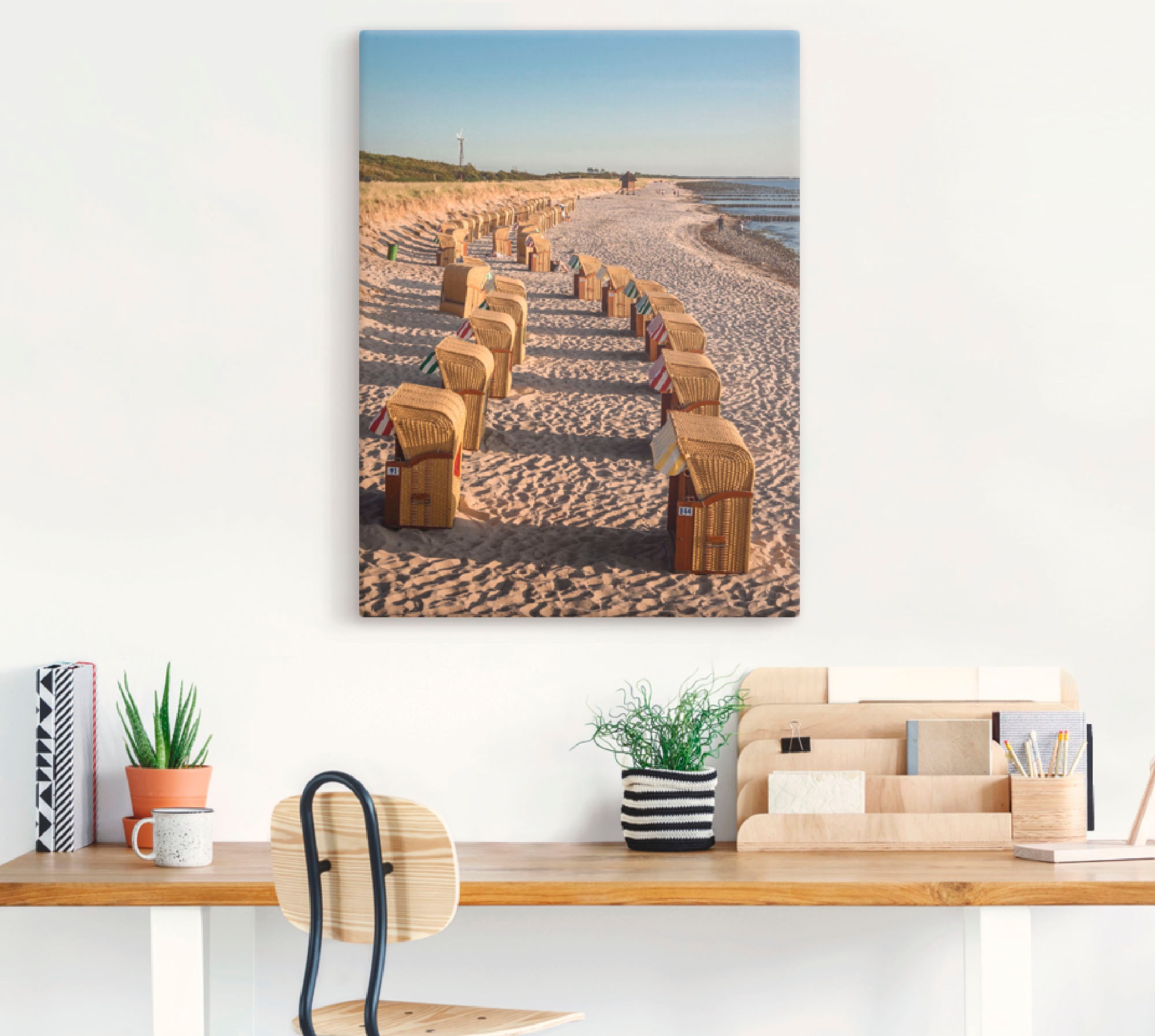 Artland Tableau sur toile »Strandkörbe Ostseeküste in Wustrow« 1 cuis tlg. auf Holzrahmen gespannt