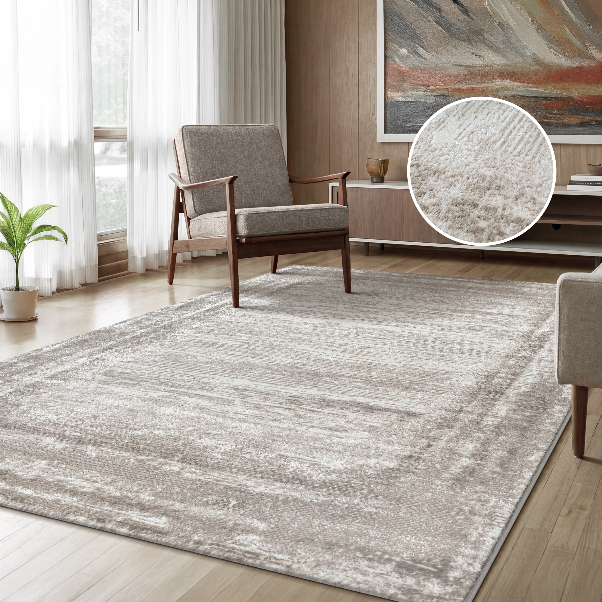 Sanat Tapis »Harmony 3215 , auch als Läufer« Rectangulaire 12 mm Höhe Wohnzimmer, Kurzflor, modern, Bordüre, Schlafzimmer