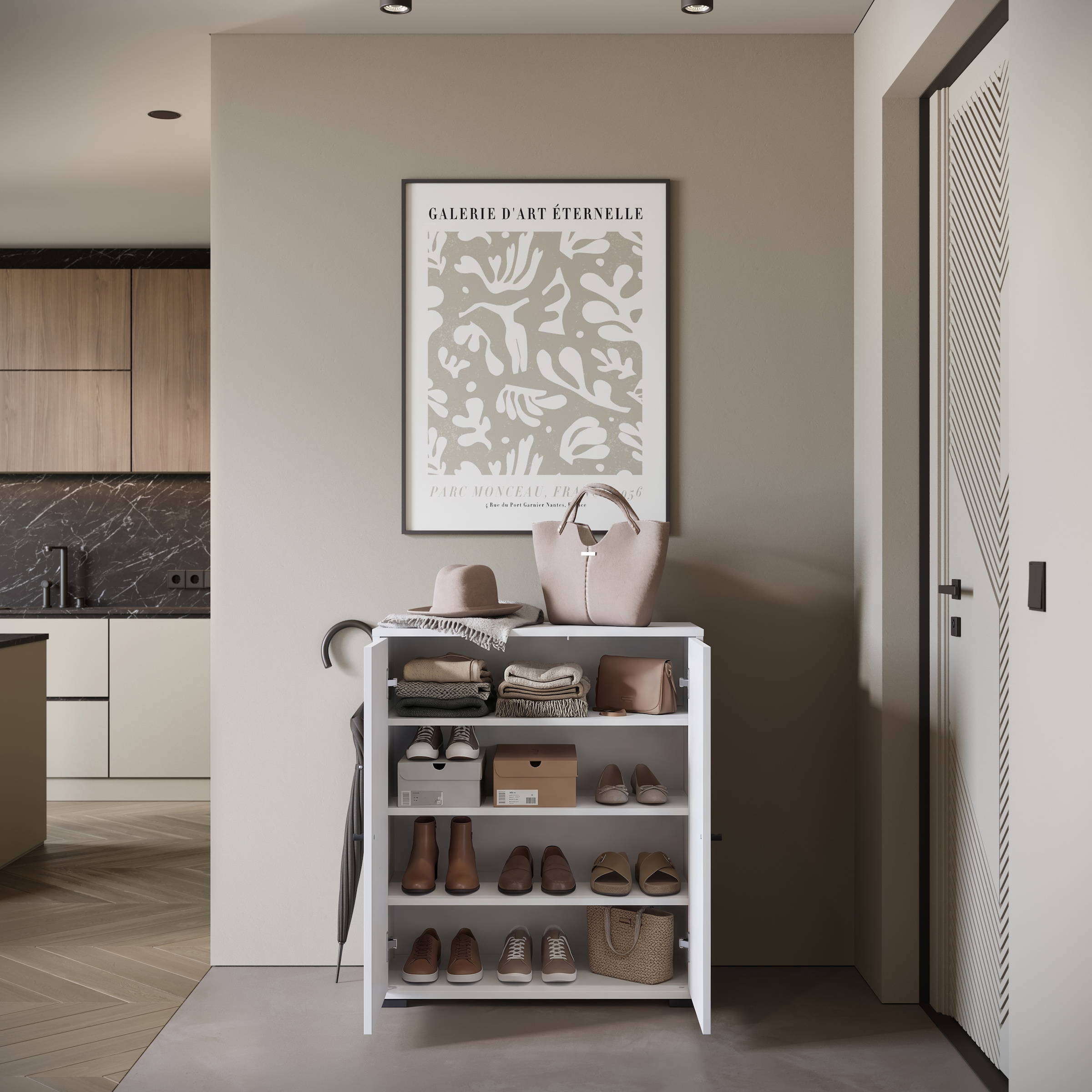 Home affaire Armoire à chaussures »Schuhkommode Dino« 1 cuis tlg. Espace de rangement avec 2 portes et étagères réglables, largeur 70 cm