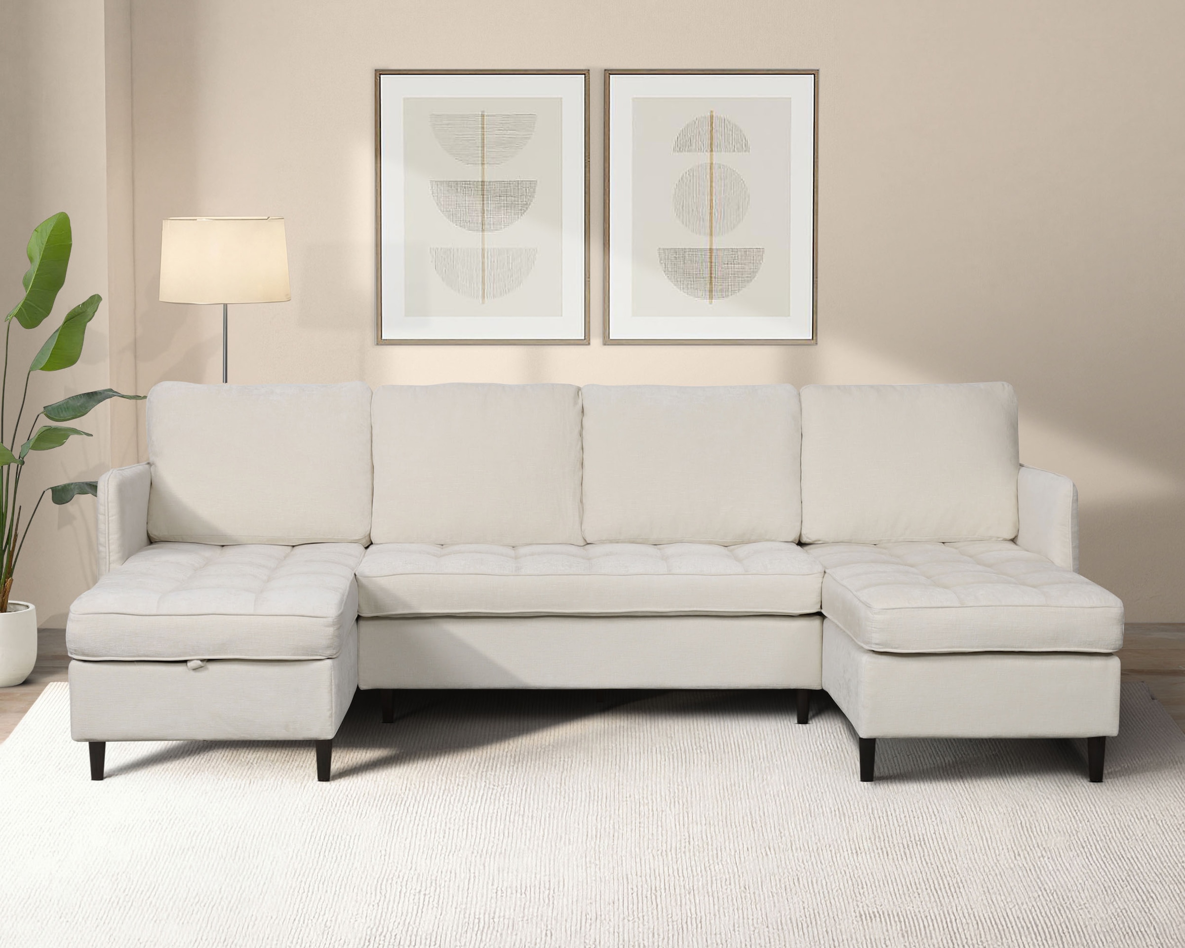 Dorel Home Wohnlandschaft »LINDHUS, U-Form, Breite 254 cm, verschiedene Stellvarianten, Modulsofa« Recamiere, Stauraum, Cord und Chenille-Bezug