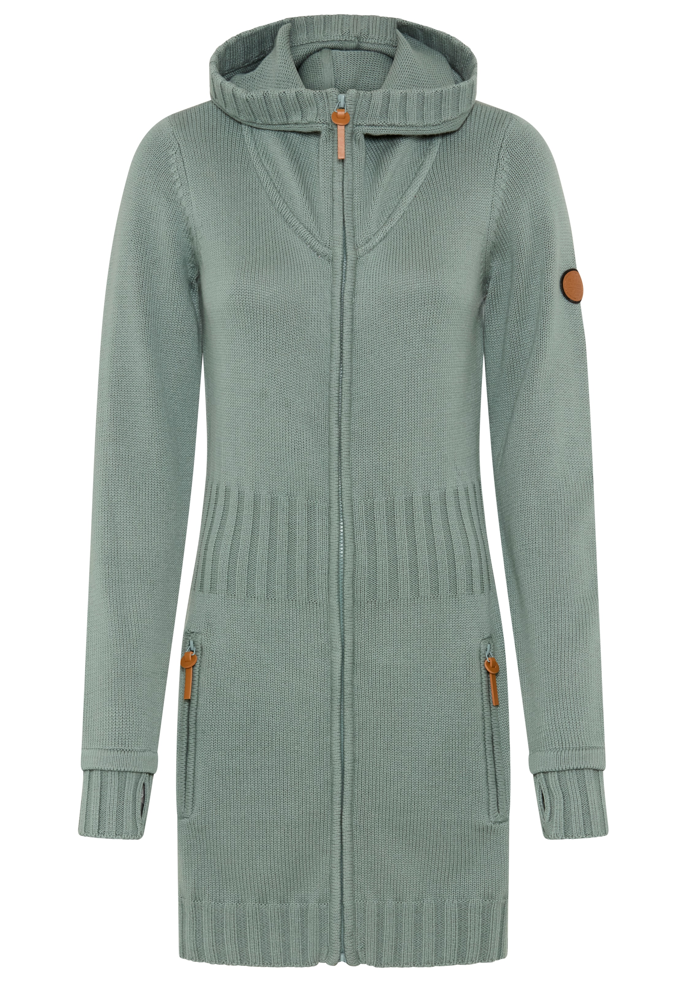 KangaROOS Kapuzenstrickjacke figurbetonte Passform, po-bedeckende Länge, mit 2-Wege-Reissverschluss