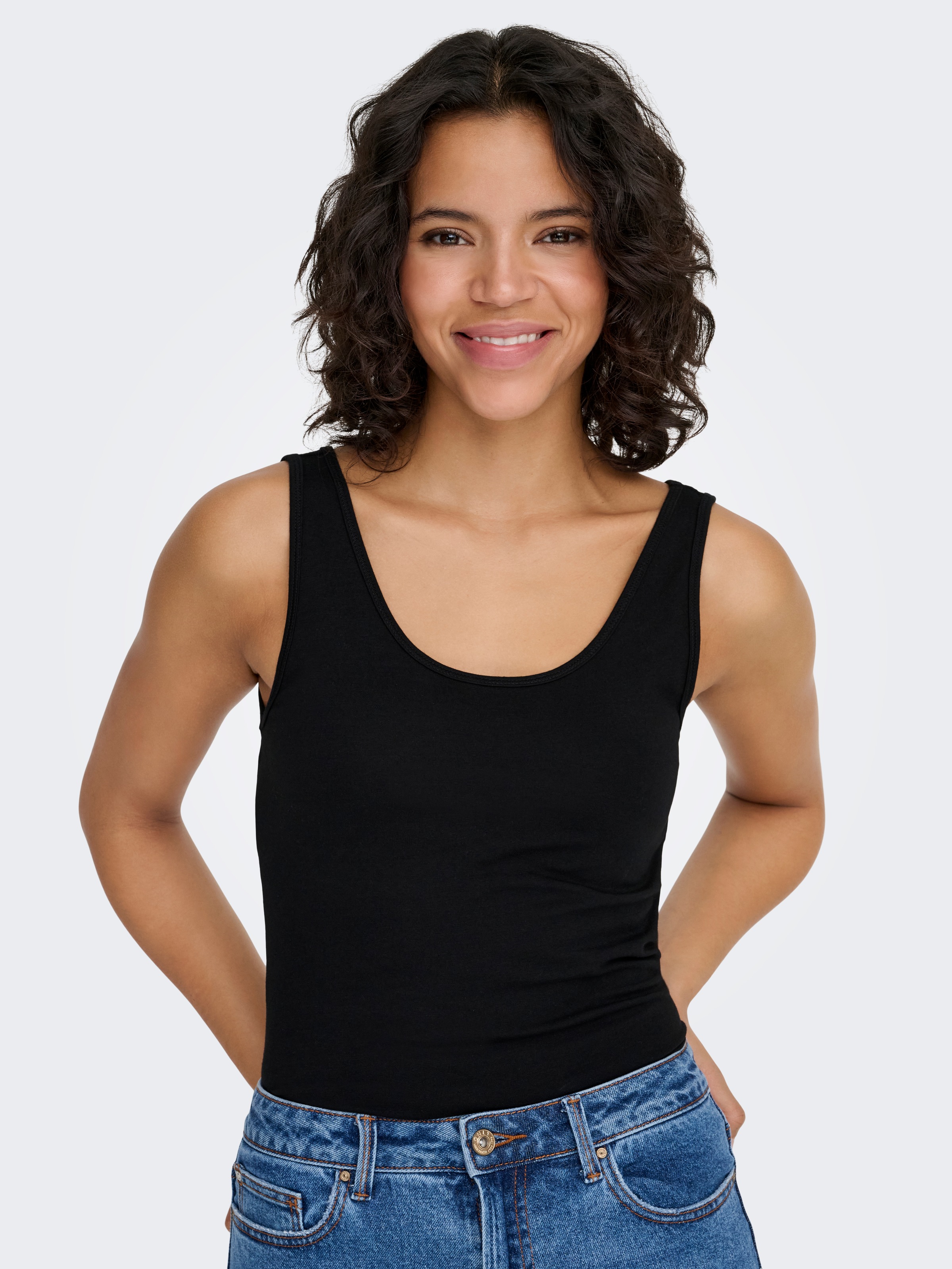 ONLY Longtop »ONLLIVE – Tanktop mit figurbetontem Schnitt und Stretch«, unifarben, modisch, sehr figurbetont, Baumwollmischung, Rundhals
