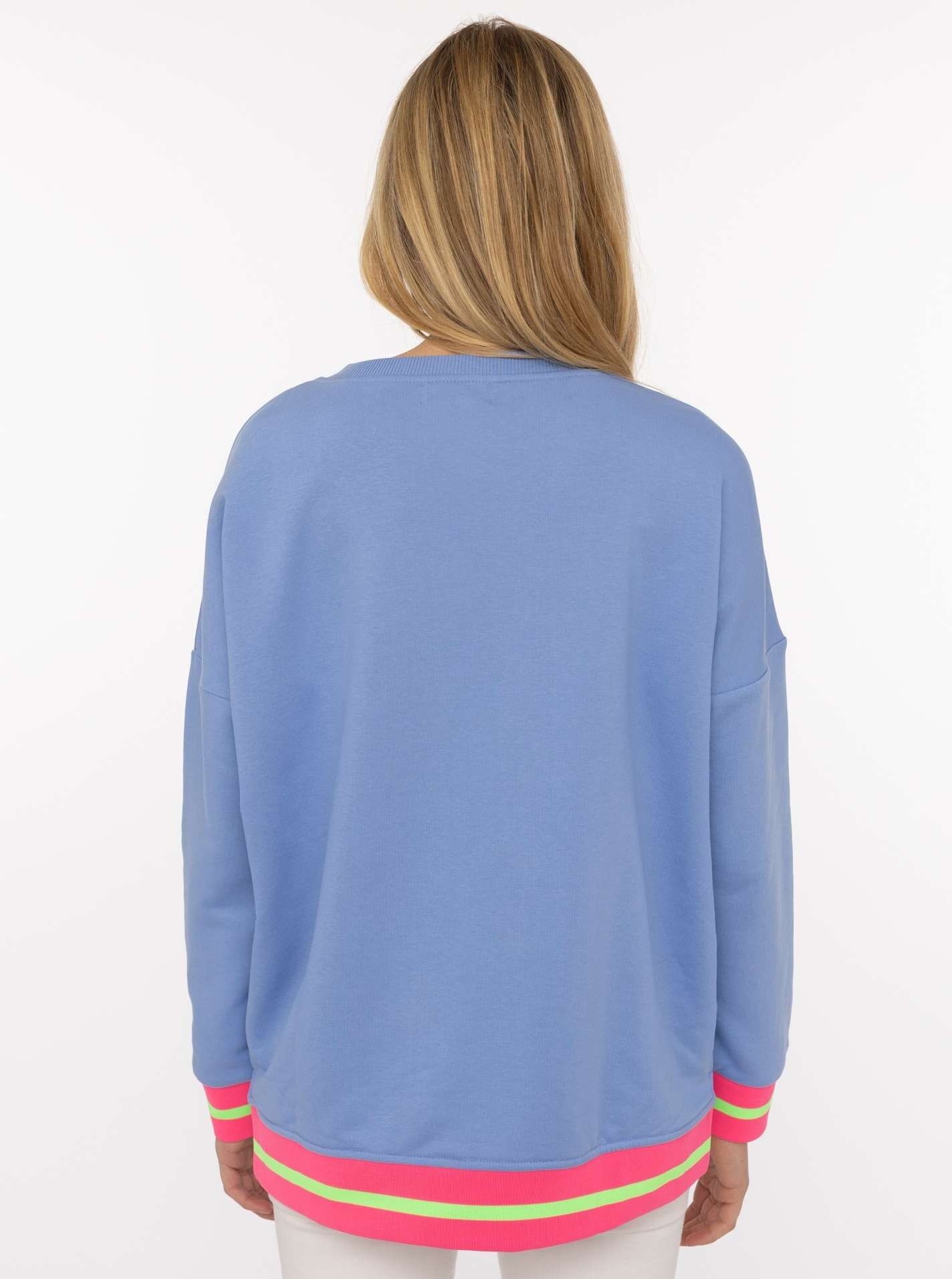 Zwillingsherz Sweatshirt »Dana«, Neon-Bündchen, V-Ausschnitt, Langarm, Front-Stickerei
