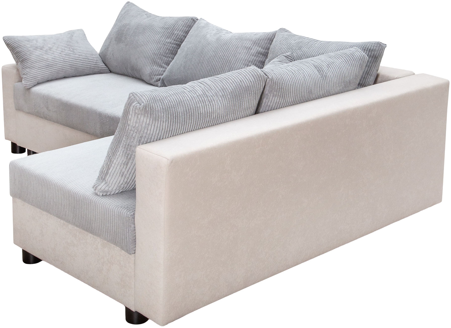 COLLECTION AB Canapé d'angle »Parma L-Form, B: 224 cm« fonction lit, coffre-lit & 2 coussins décoratifs, ressorts ensachés