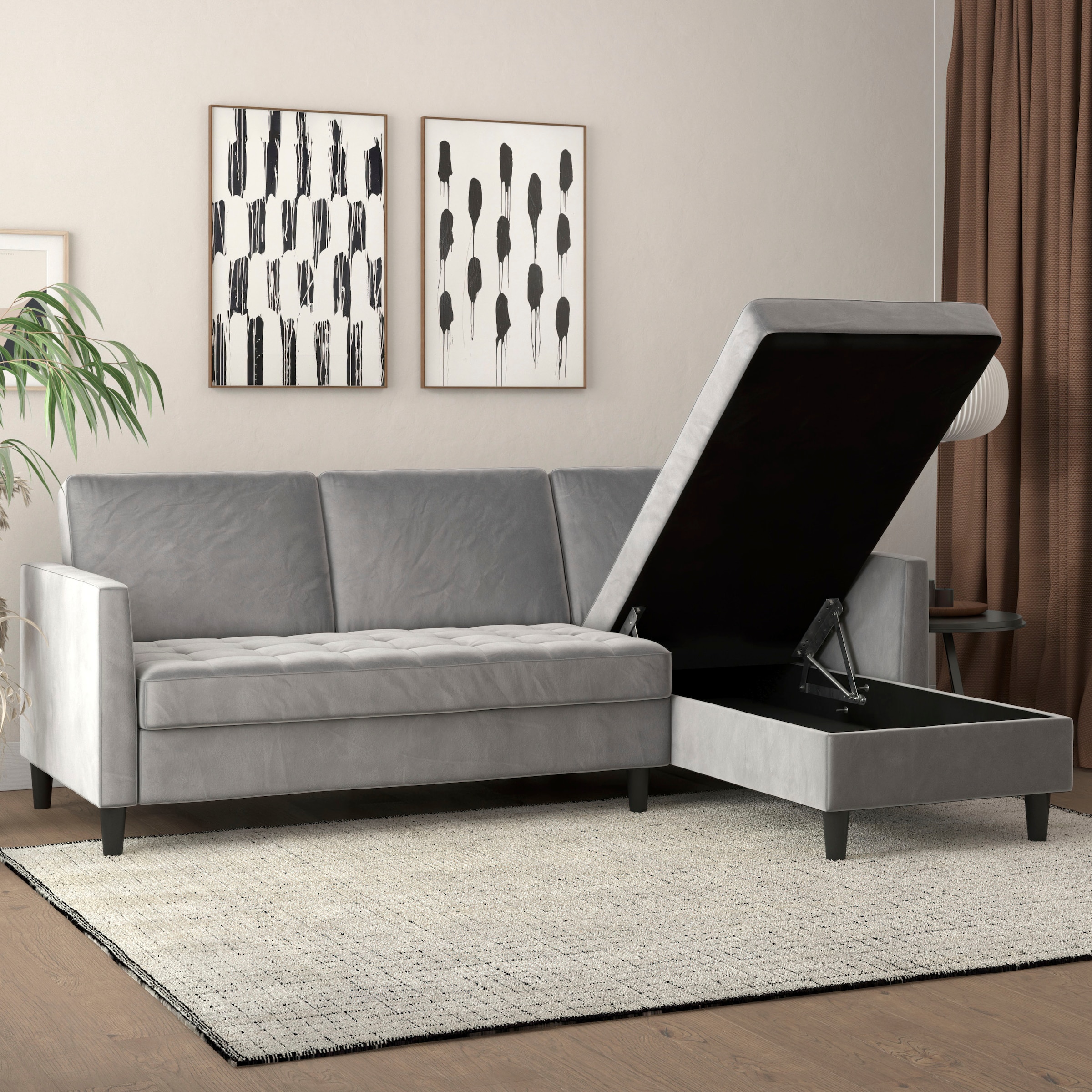 Dorel Home Canapé d'angle »Presley, L-Form,« Ecksofa mit Bett-Funktion und Stauraum, verstellbare Rückenlehne