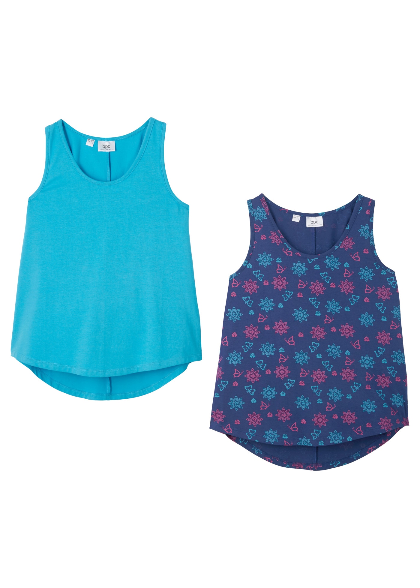 bonprix Haut de chemise Paquet, lot de 2,  design sans manches, coupe ample, mélange coton-élasthanne