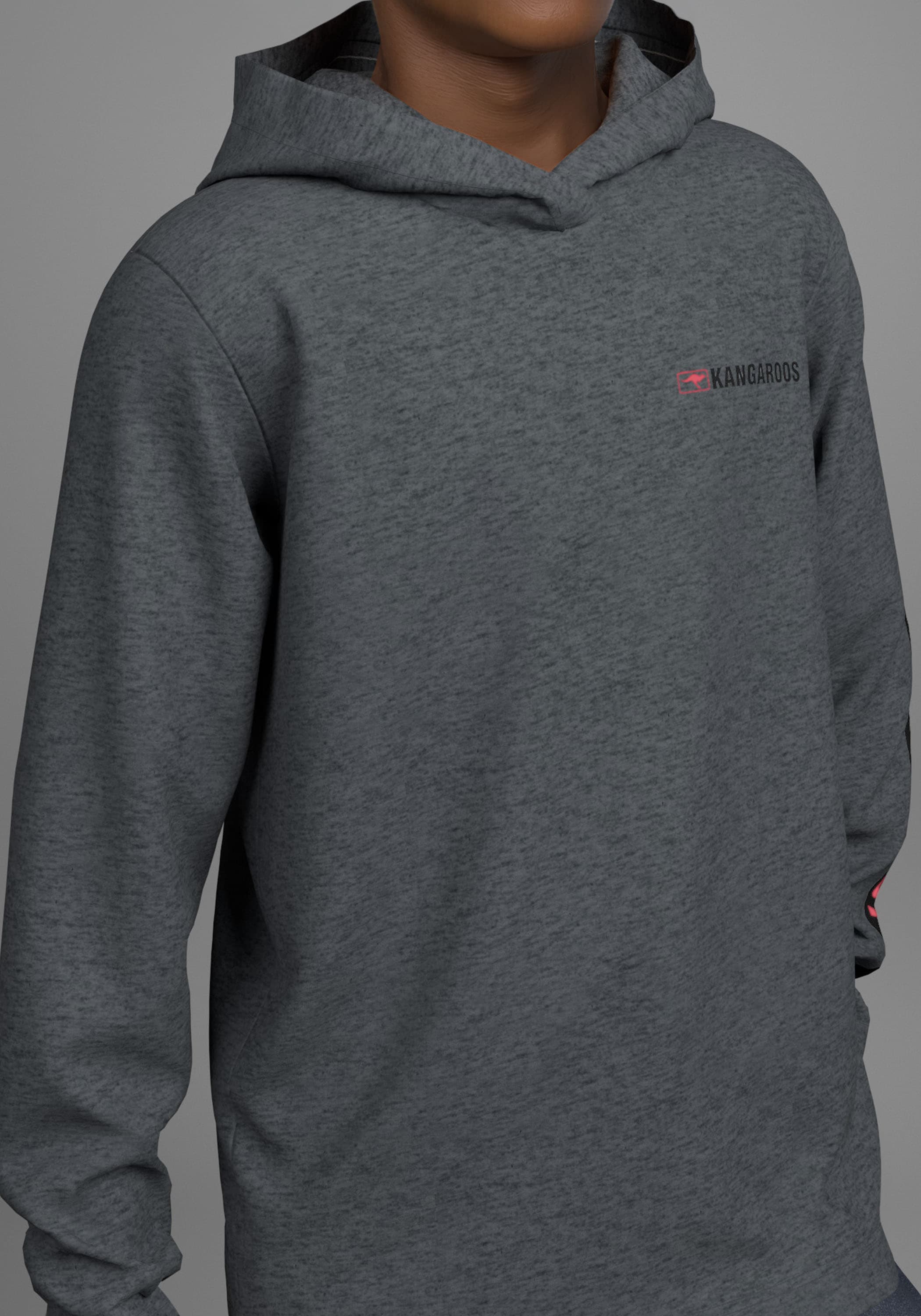 KangaROOS Kapuzenshirt »Shirt mit Ärmelprint« Meliertes Kapuzenshirt mit Ärmelprint