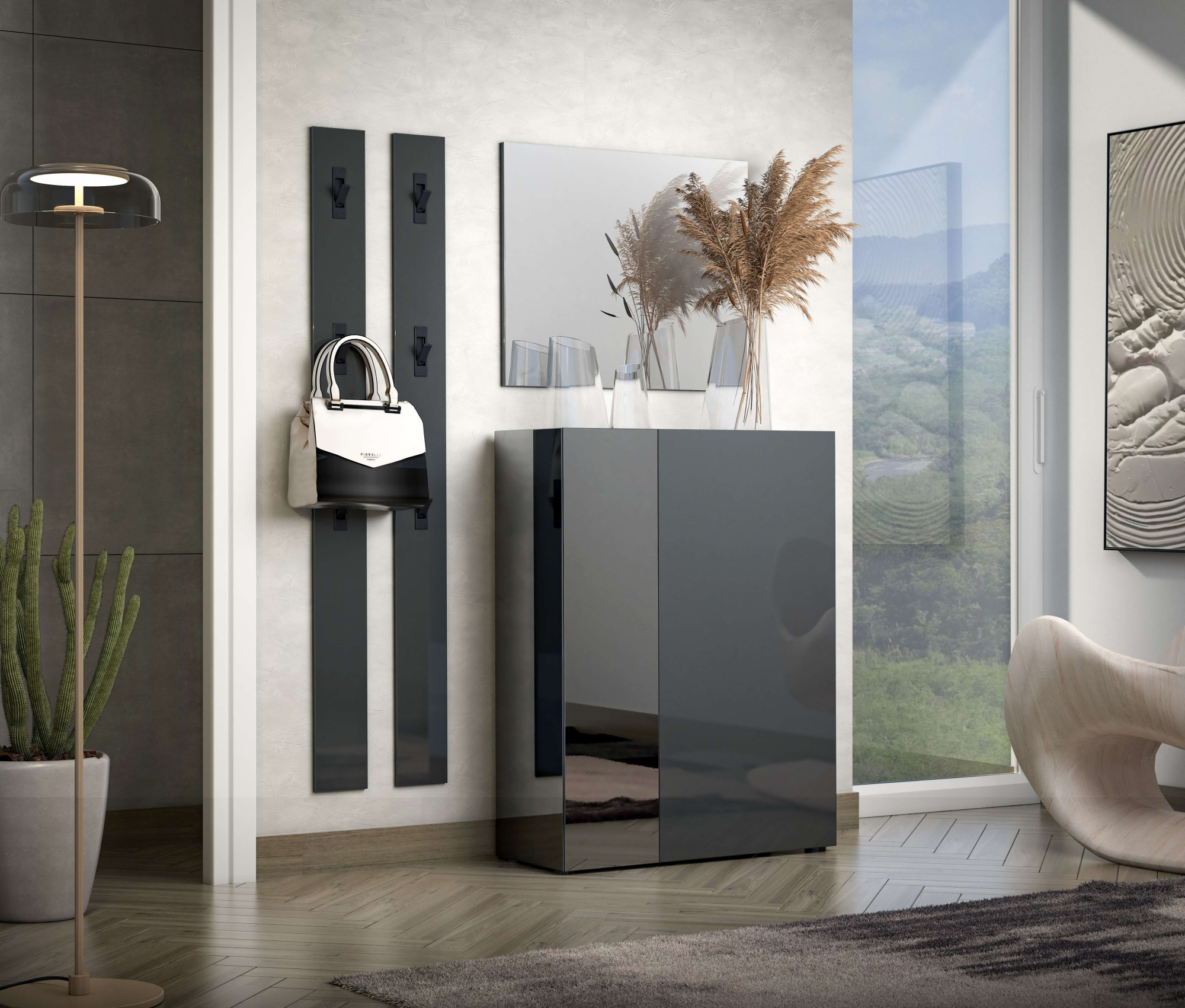 INOSIGN Panneau de vestiaire »TANKO, Garderobenpaneel,Garderobenleiste« mit 3 Klapphaken,hochglanz lackiert, 15x2x170 cm (1 St.)