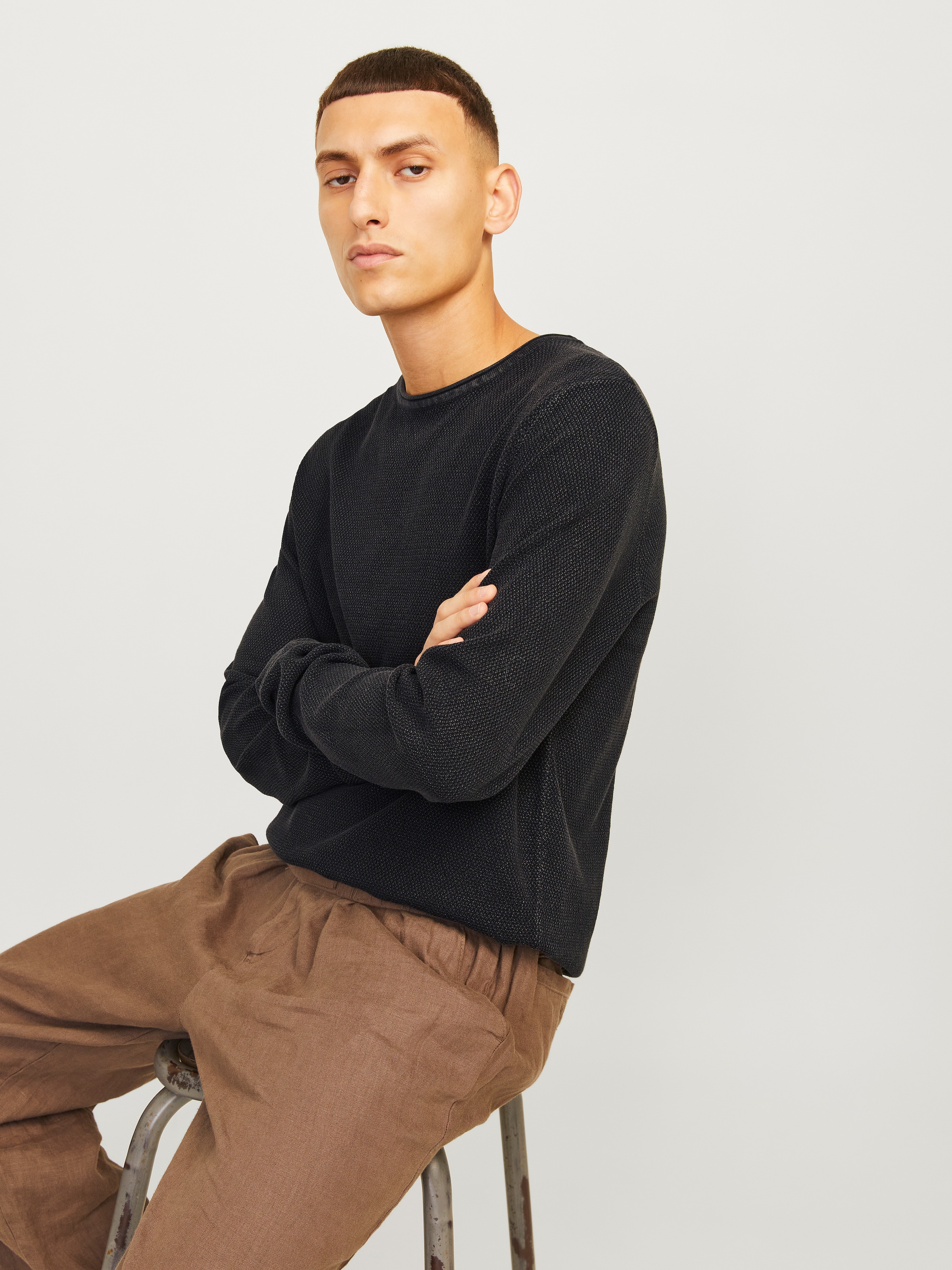 Jack & Jones Pull à col rond »JJDEAN KNIT CREW NECK AW24« in gewaschener Optik