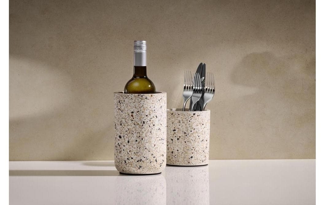 APS Rafraîchisseur de bouteille Outdoor »Flaschenkühler -TERRAZZO-, Ø 12,5 cm, Höhe ca. 19 cm, Beton« aspect terrazzo