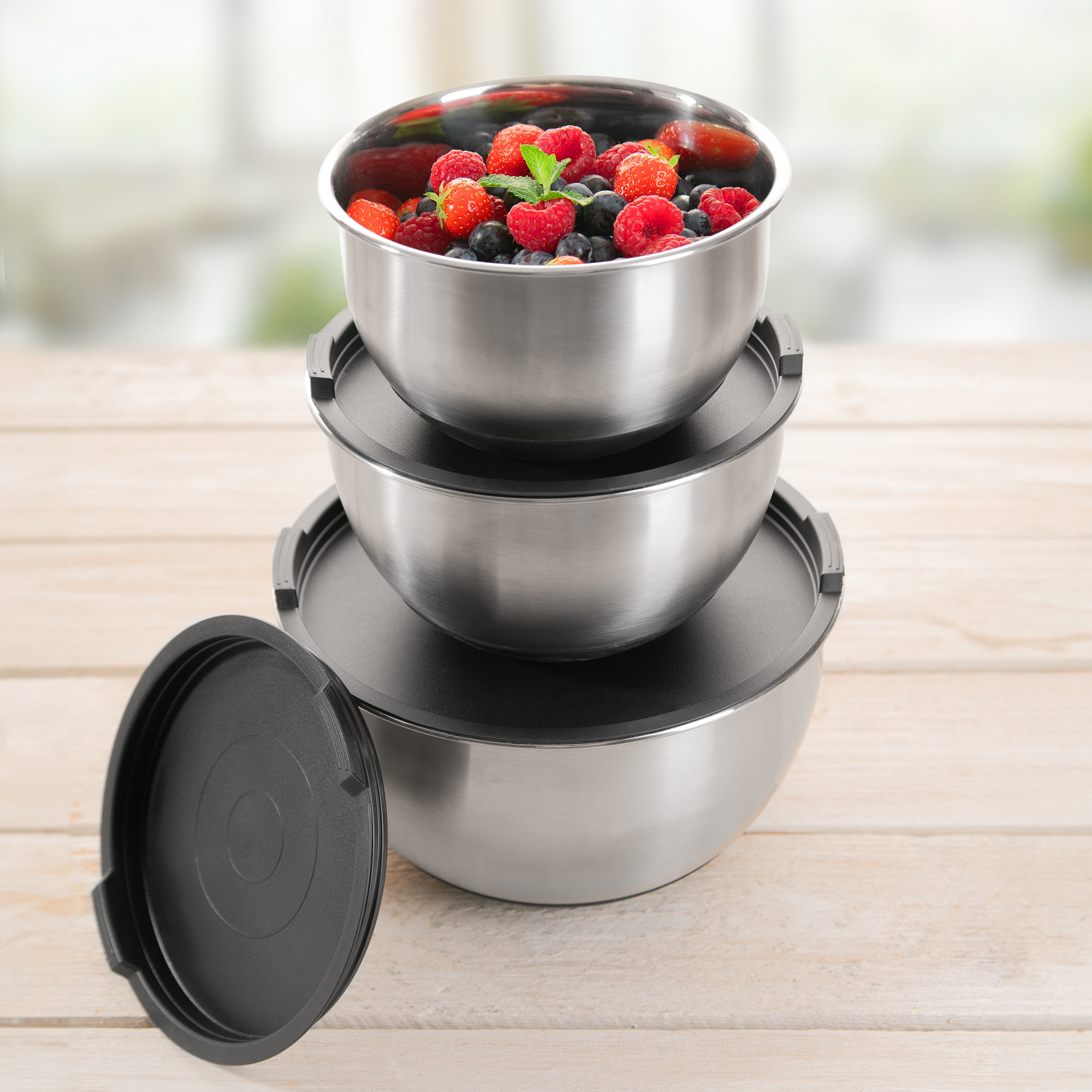 Genius Zerkleinerer »Edelstahl-Schüsseln inkl. Nicer Dicer Speed, Set 15-tlg.« zum Aufbewahren, Zubereiten und Transportieren von Speisen