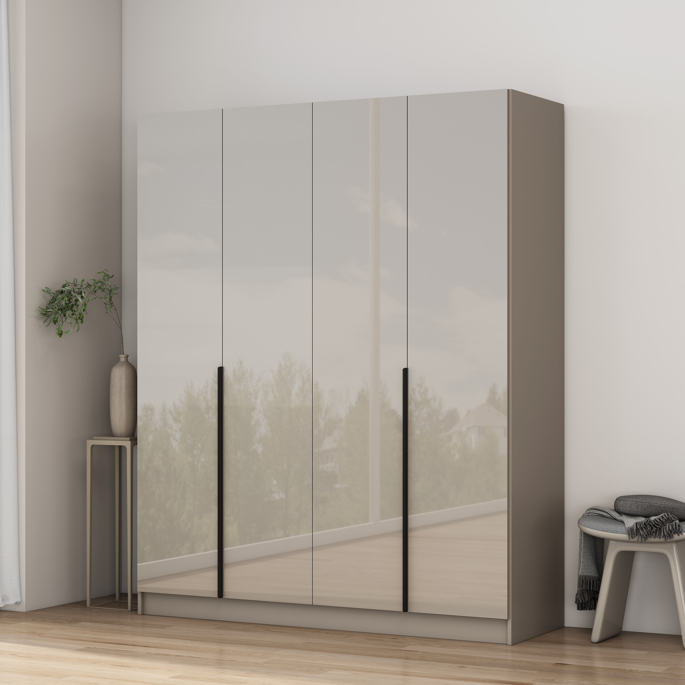 GOODproduct Kleiderschrank »Annor Schlafzimmerschrank Breite 162cm hochglanz Schrank Garderobe« Drehtürenschrank mit perfekter Innenausstattung - elegante Türgriffe
