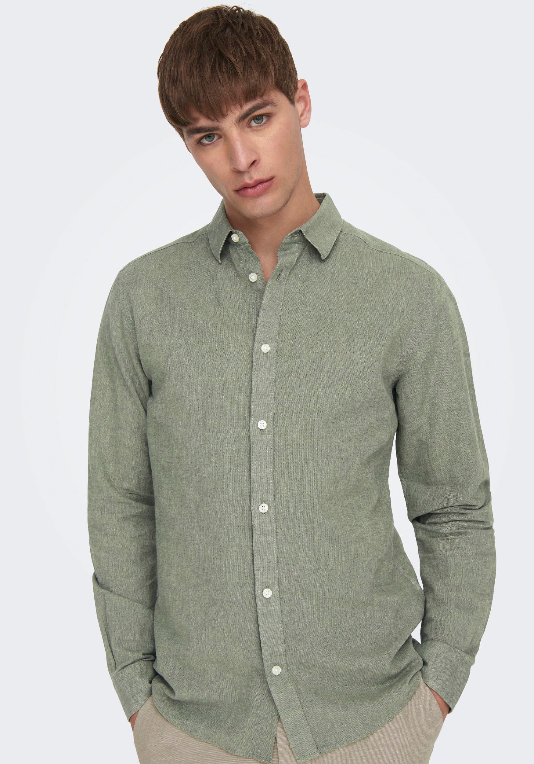 ONLY & SONS Chemise à manches longues »ONSCAIDEN LS SOLID LINEN SHIRT NOOS«