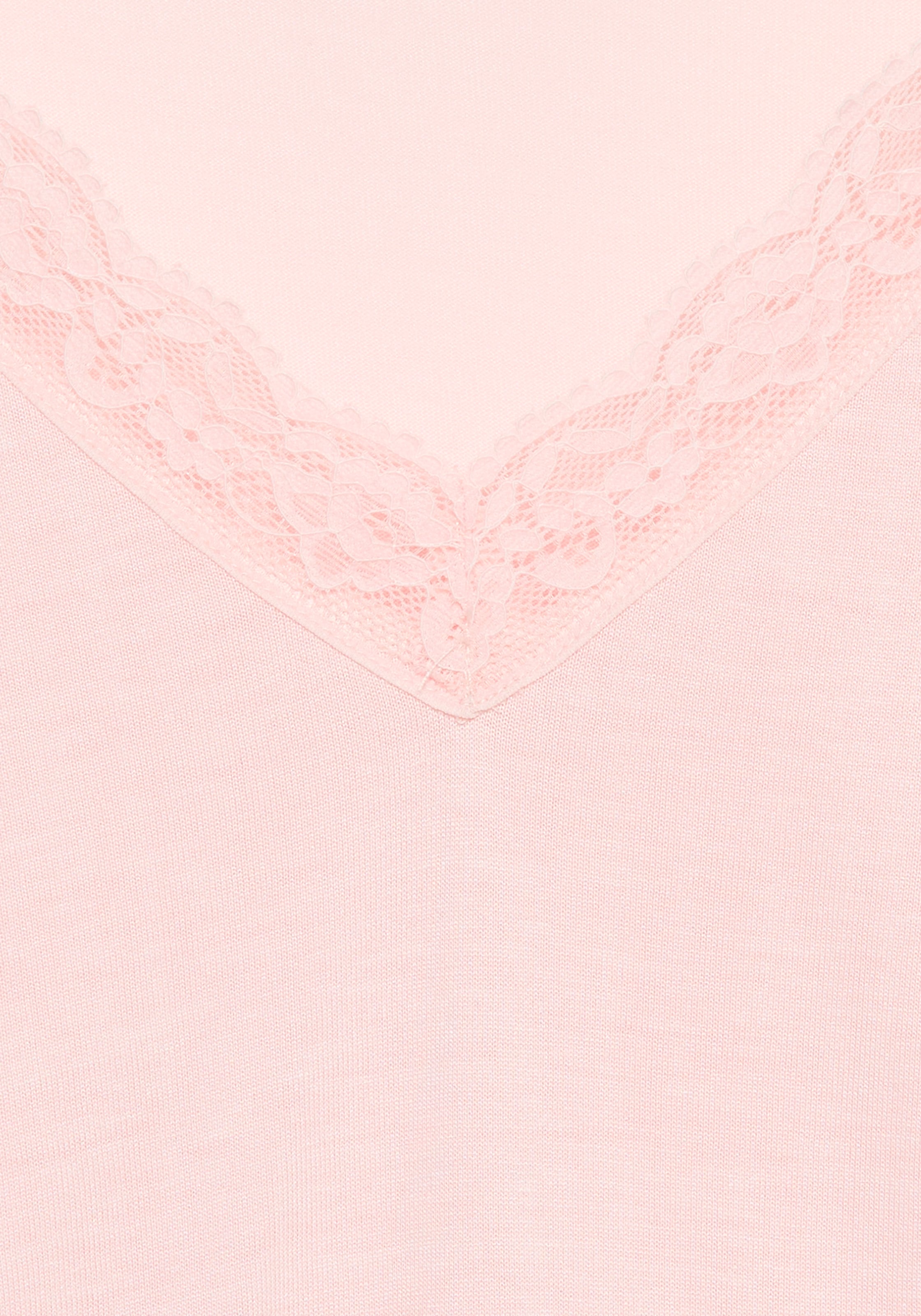 LASCANA Haut de pyjama 1-teilig,  mit Spitzenbesatz am tiefen V-Ausschnitt