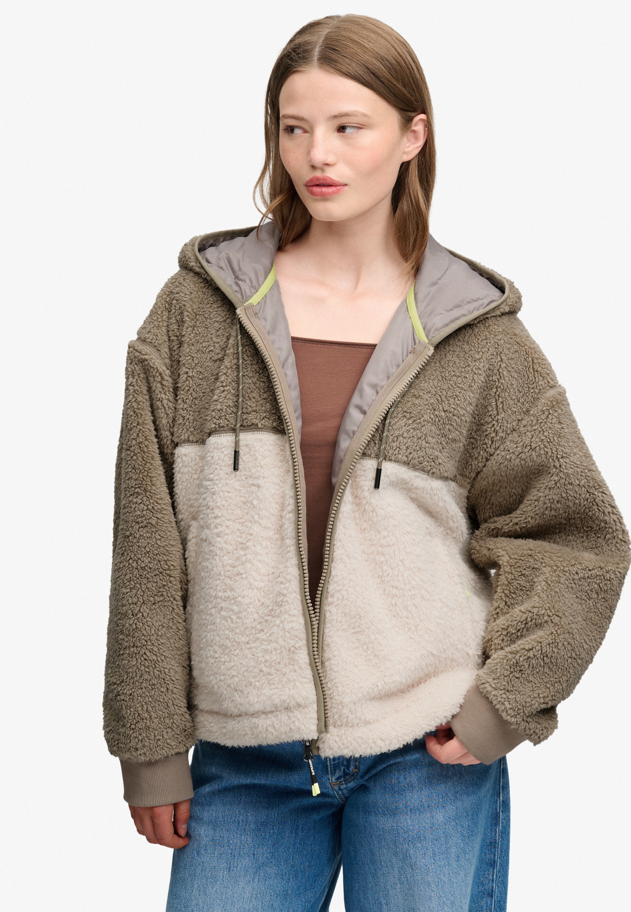 Superdry Kapuzensweatjacke »SUPER SOFT ZIPHOOD« Kunstfaser, oversize