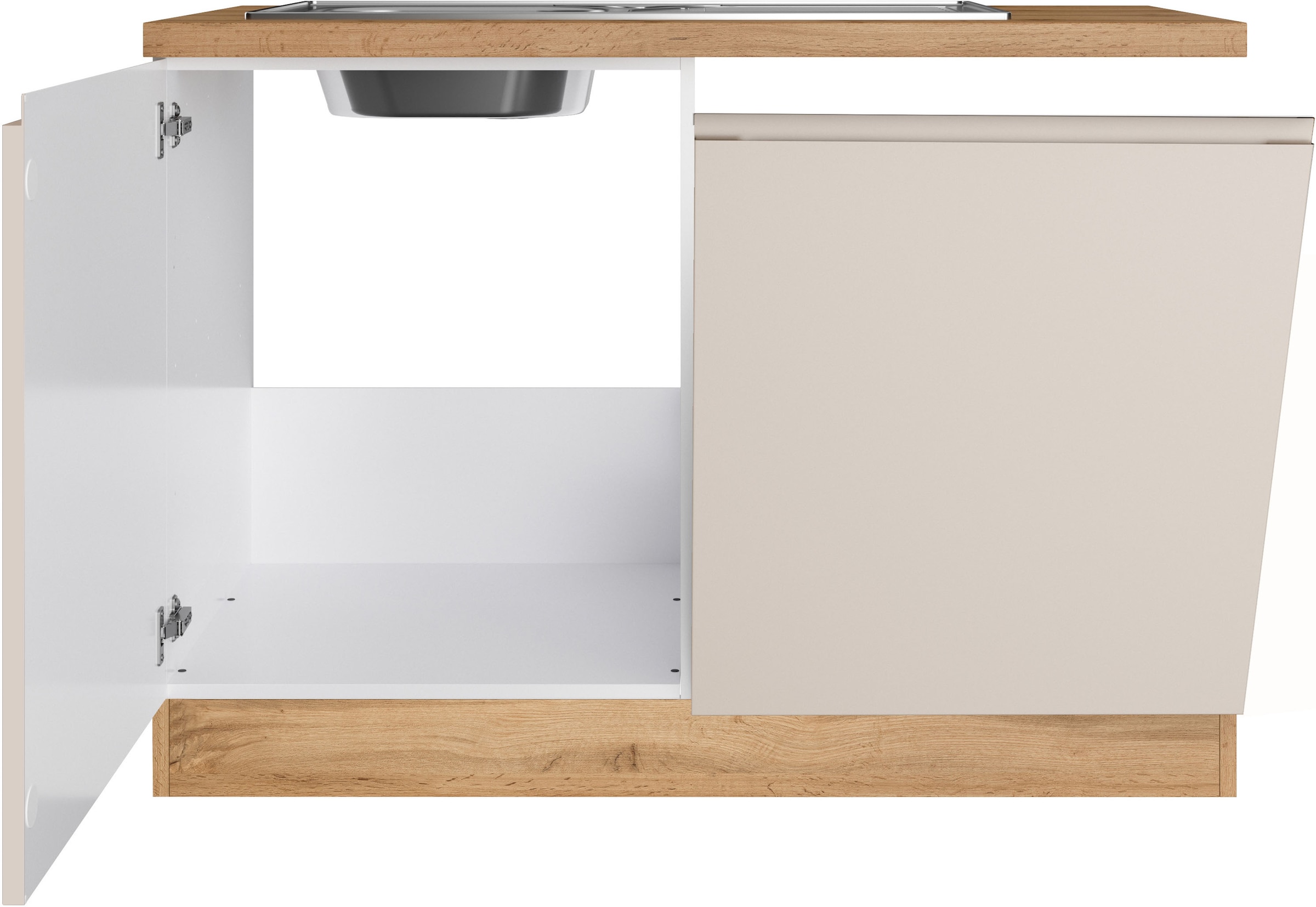 KOCHSTATION Meuble évier »KS-Virginia,neu in verbesserter Ausführung« Rangement, Softclose, sans robinet,  largeur 110 cm, évier encastré inclus, fermeture douce