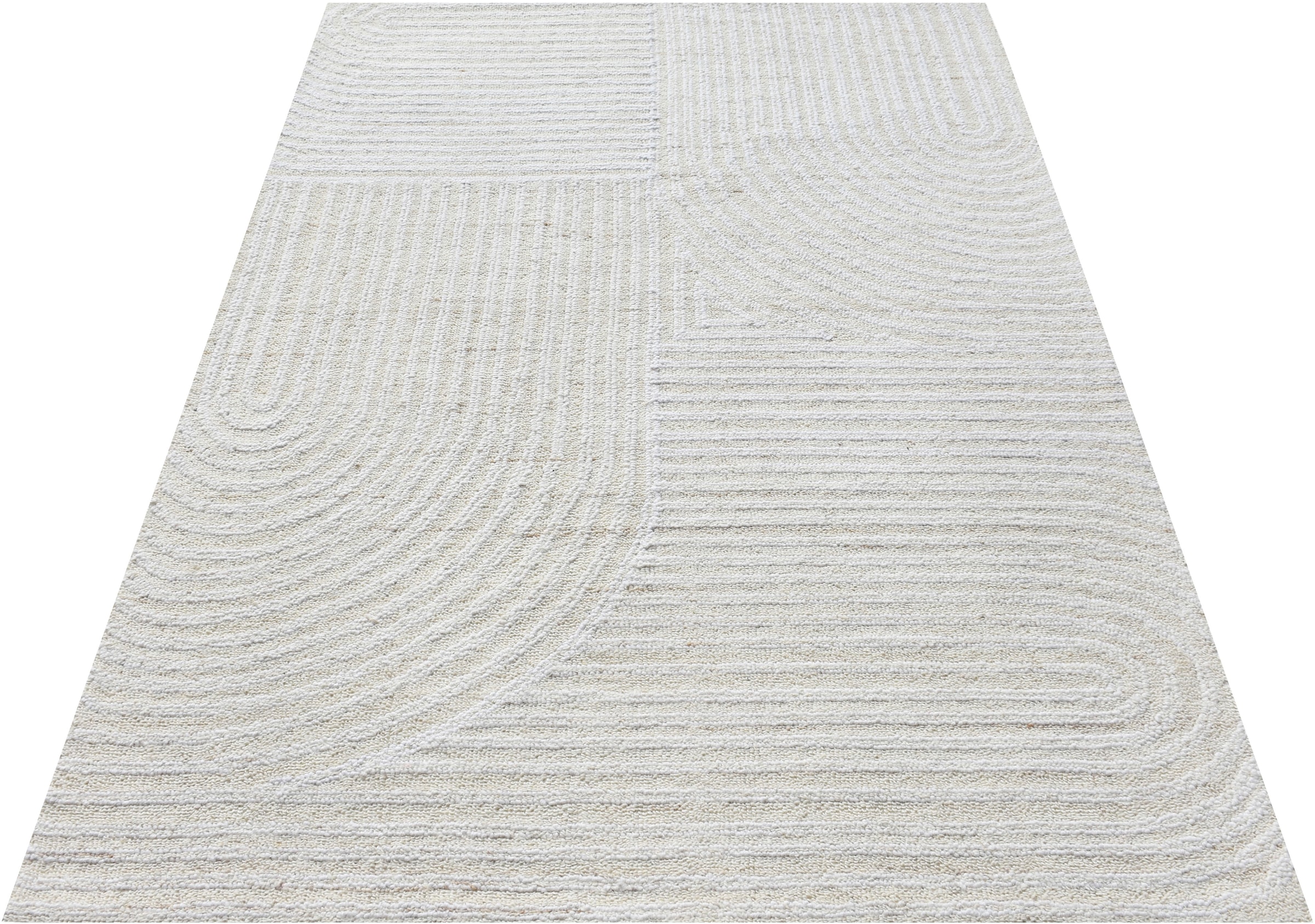 my home Tapis en laine »Brevik, handgefertigt, Wolle, Hoch-Tief-Struktur« Rectangulaire 11 mm Höhe einfarbig, Wolle, Teppich, Wohnzimmer, Schlafzimmer, Esszimmer