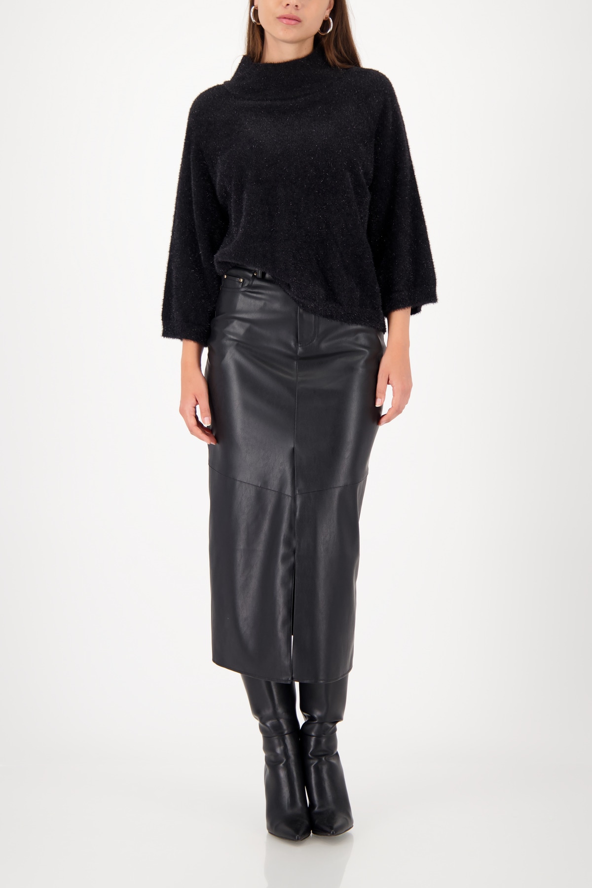 Monari Pull à col montant »Pullover Lurex« Regular fit mit Rundhalsausschnitt