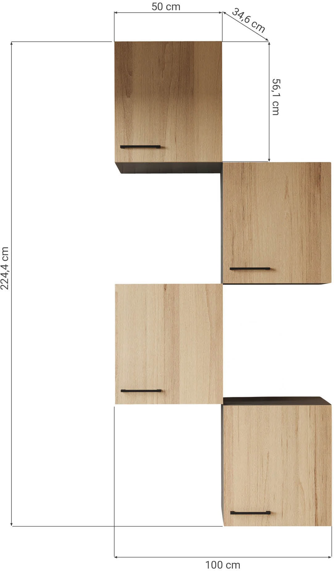 RESPEKTA Armoire suspendue »Oliver« zerlegt, mit Soft Close Funktion, 4x 50 cm Oberschränke