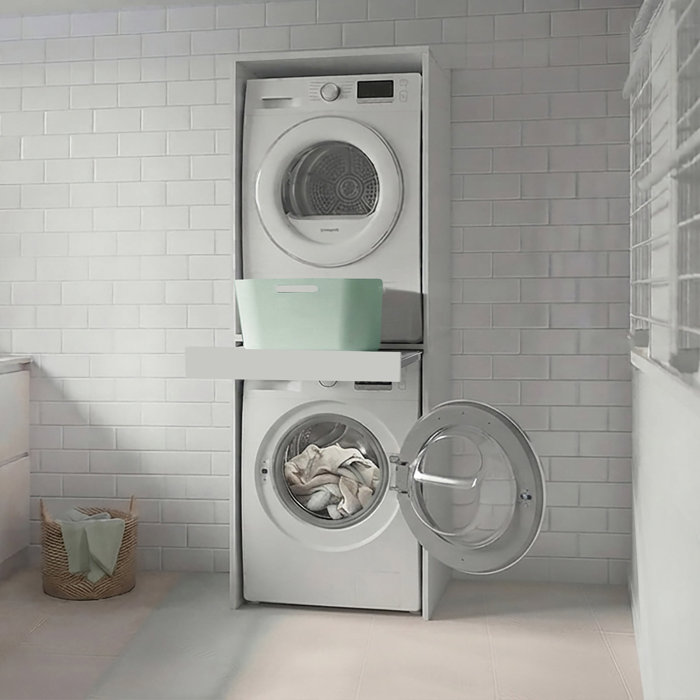 KOCHSTATION Armoire pour machine à laver »KS-Linda« largeur 67 cm, parois de 25 mm d'épaisseur, tablette extensible