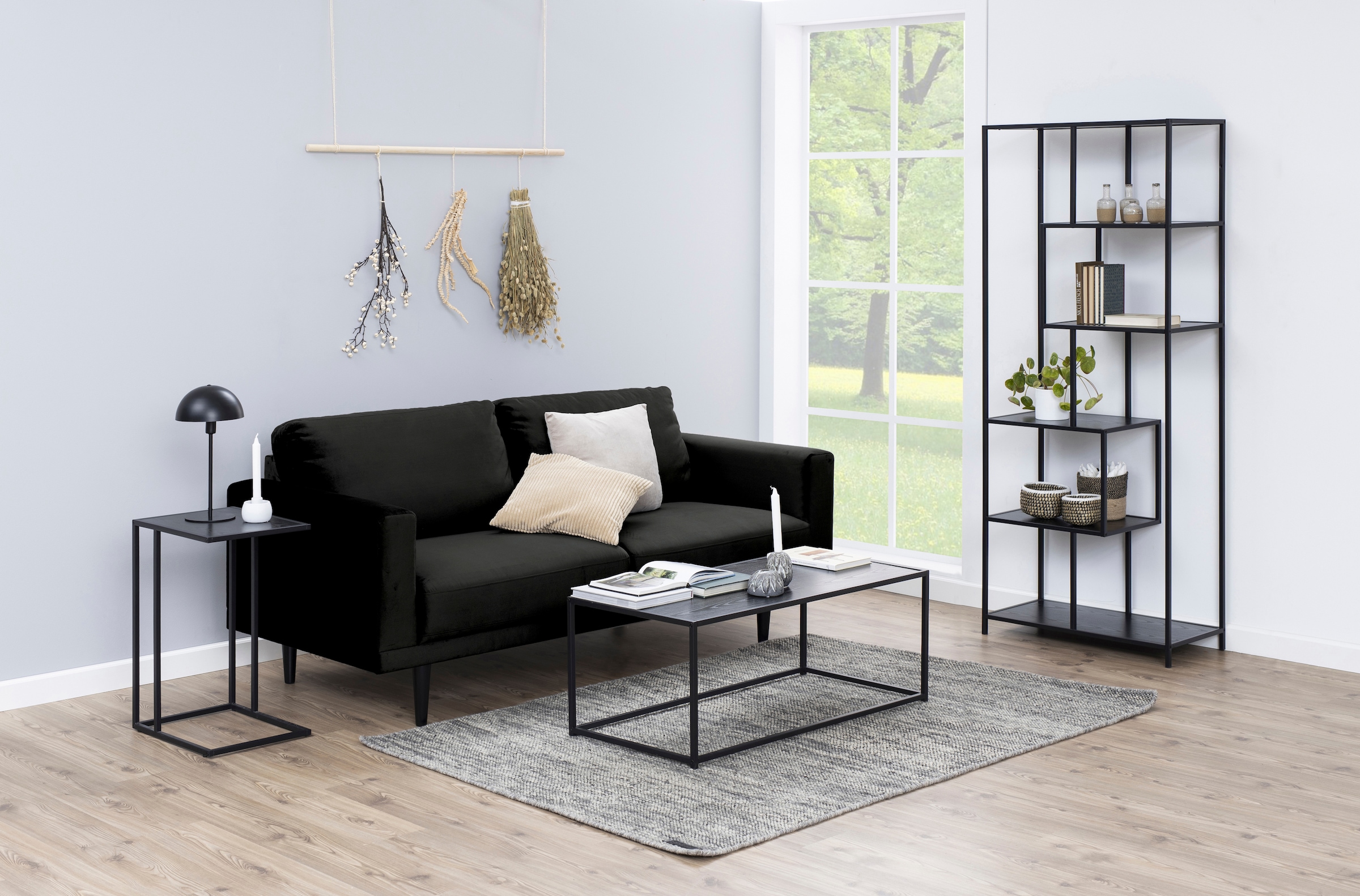 ACTONA GROUP Beistelltisch mit schmalen Metallgestell im modernen Industrie-Look, Höhe 63 cm
