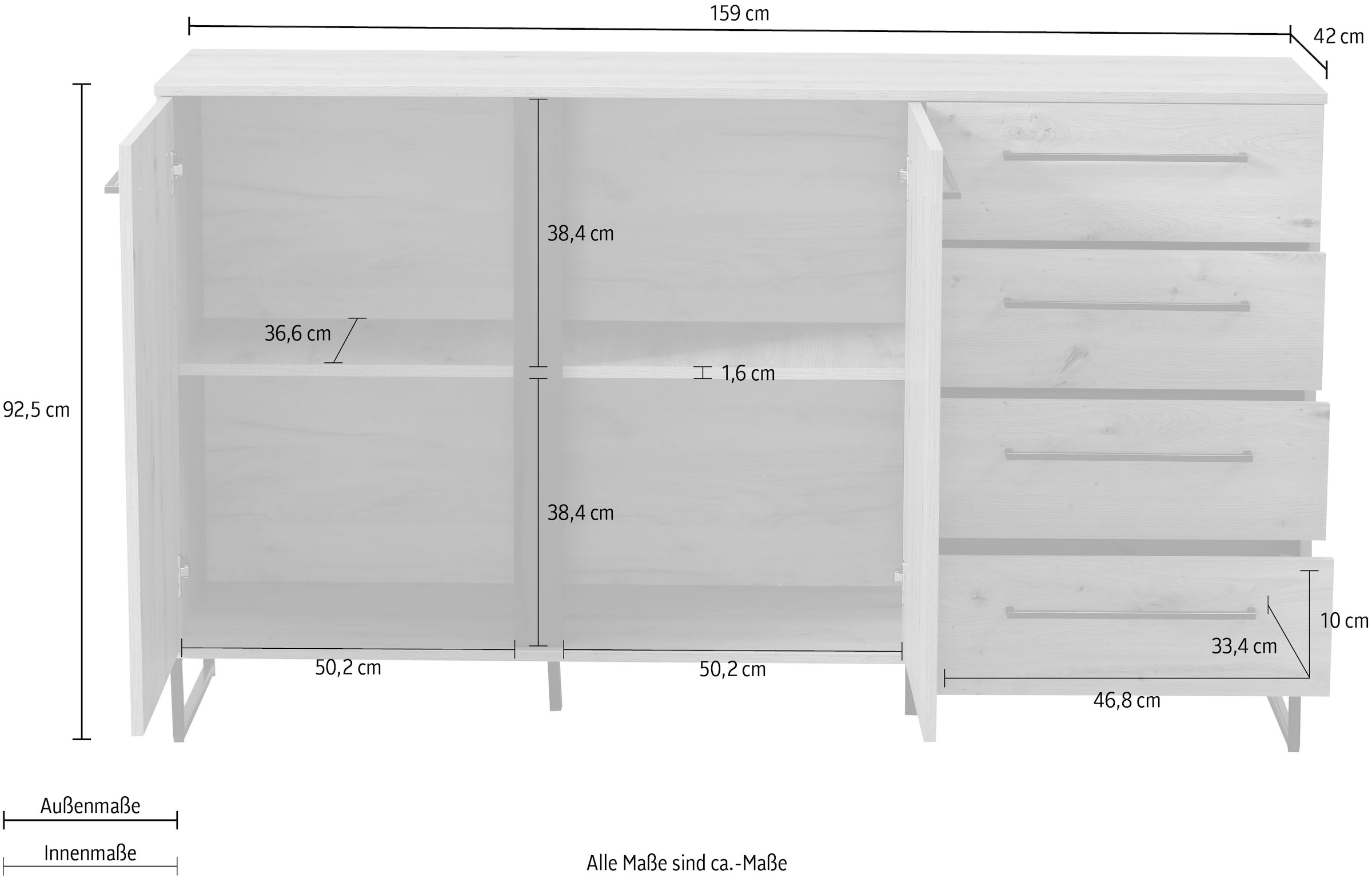 INOSIGN Sideboard »Sardinia« Kommode, Breite ca. 159 cm