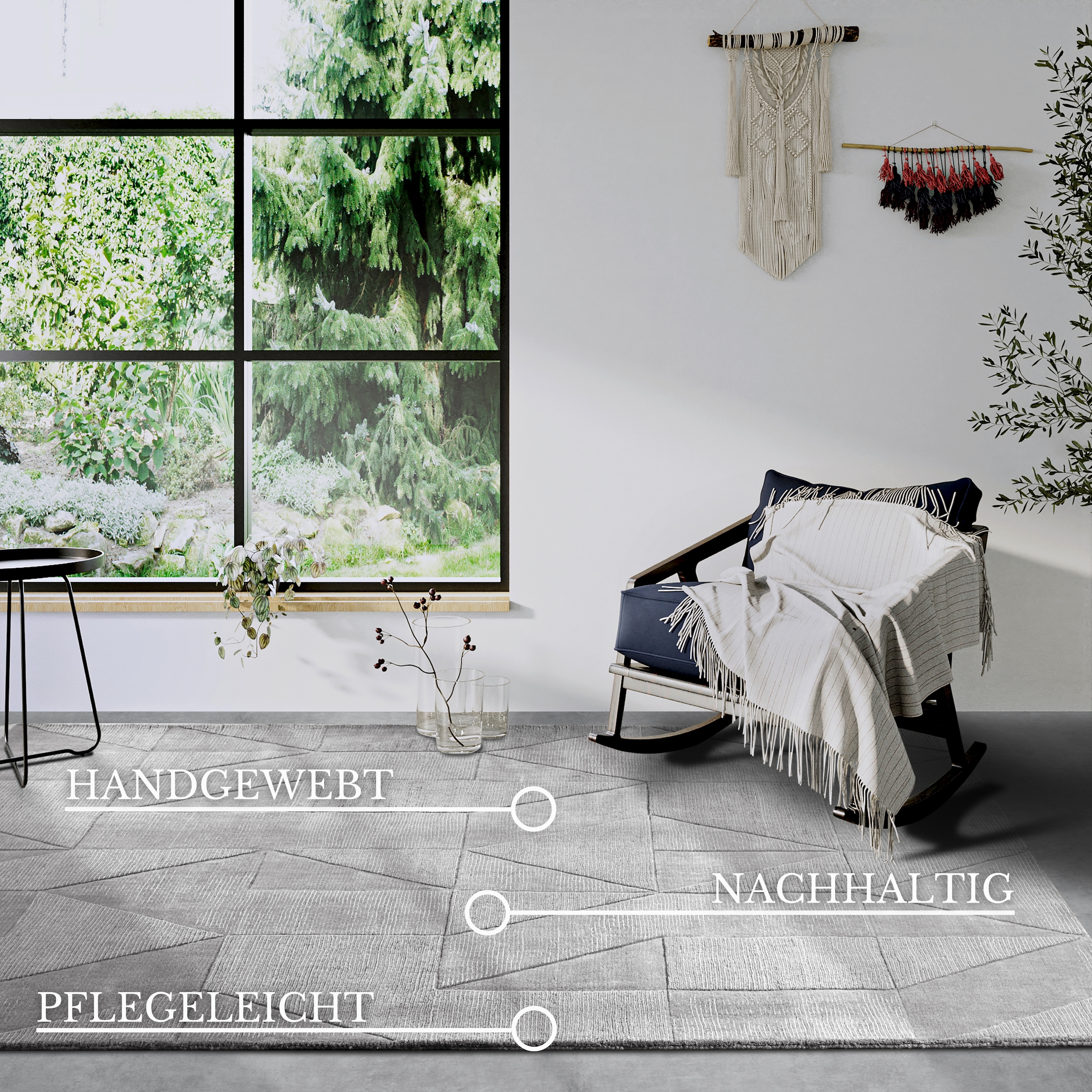 Villeroy & Boch Wollteppich »Ursule« rechteckig 10 mm Höhe Läufer, handgewebt, Wolle, Natur, Wohnzimmer, Geometrie, Boho