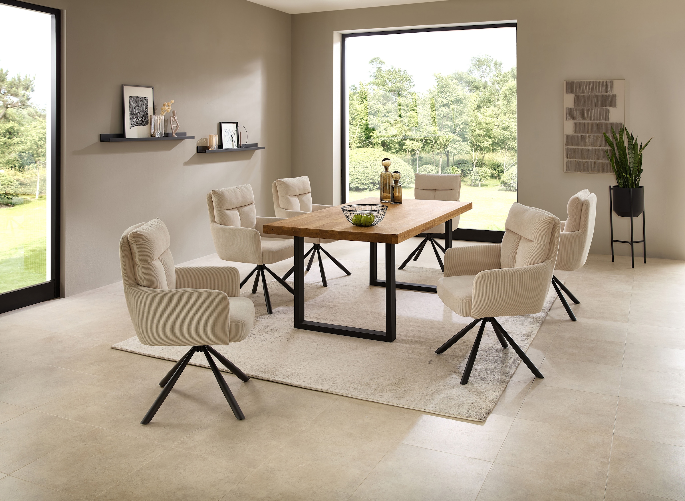 Stolkom Esstisch »Chris Esszimmertisch Eiche Massivholz, BxHxT 110x47x70 cm« Gerade Kante, Industrial Style Eiche Massivholz