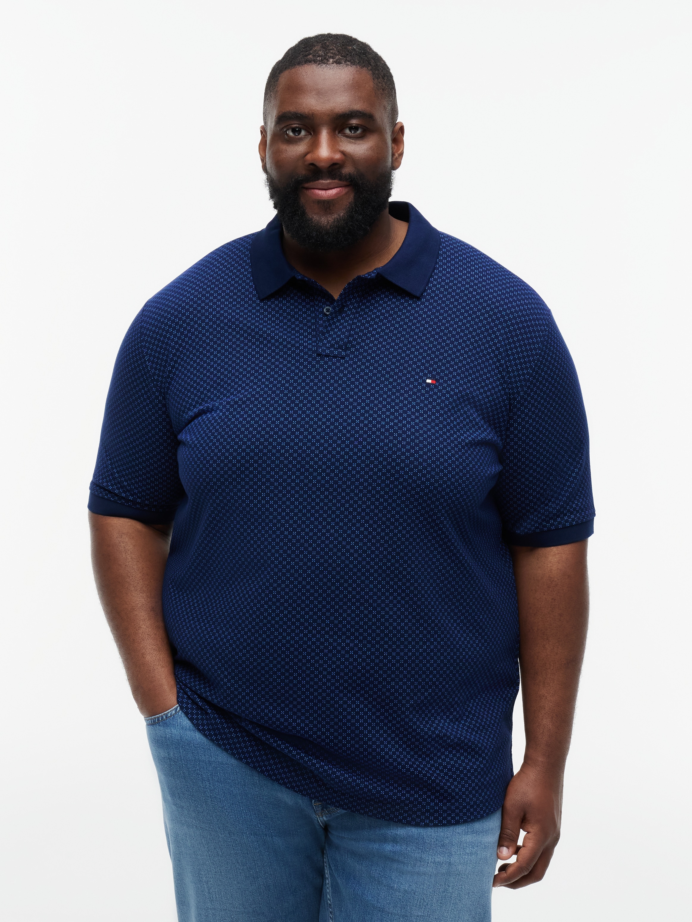 Tommy Hilfiger Big & Tall Poloshirt »BT-MICROPRINT PIQUE REGULAR« mit geometrischem Muster, Grosse Grössen