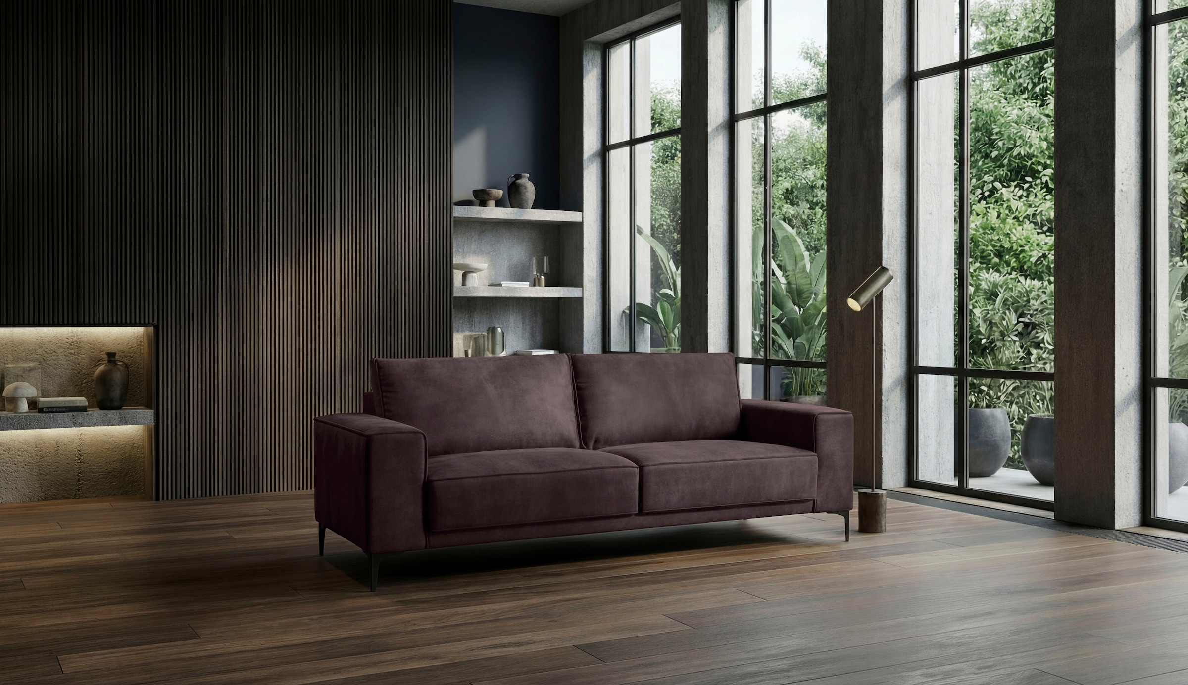GOODproduct 3-places »OLAND Luxus-Microfaser, Sofa, B: 224 cm, Skandi-Design« structure, tissu plat, microfibre de luxe, bouclé