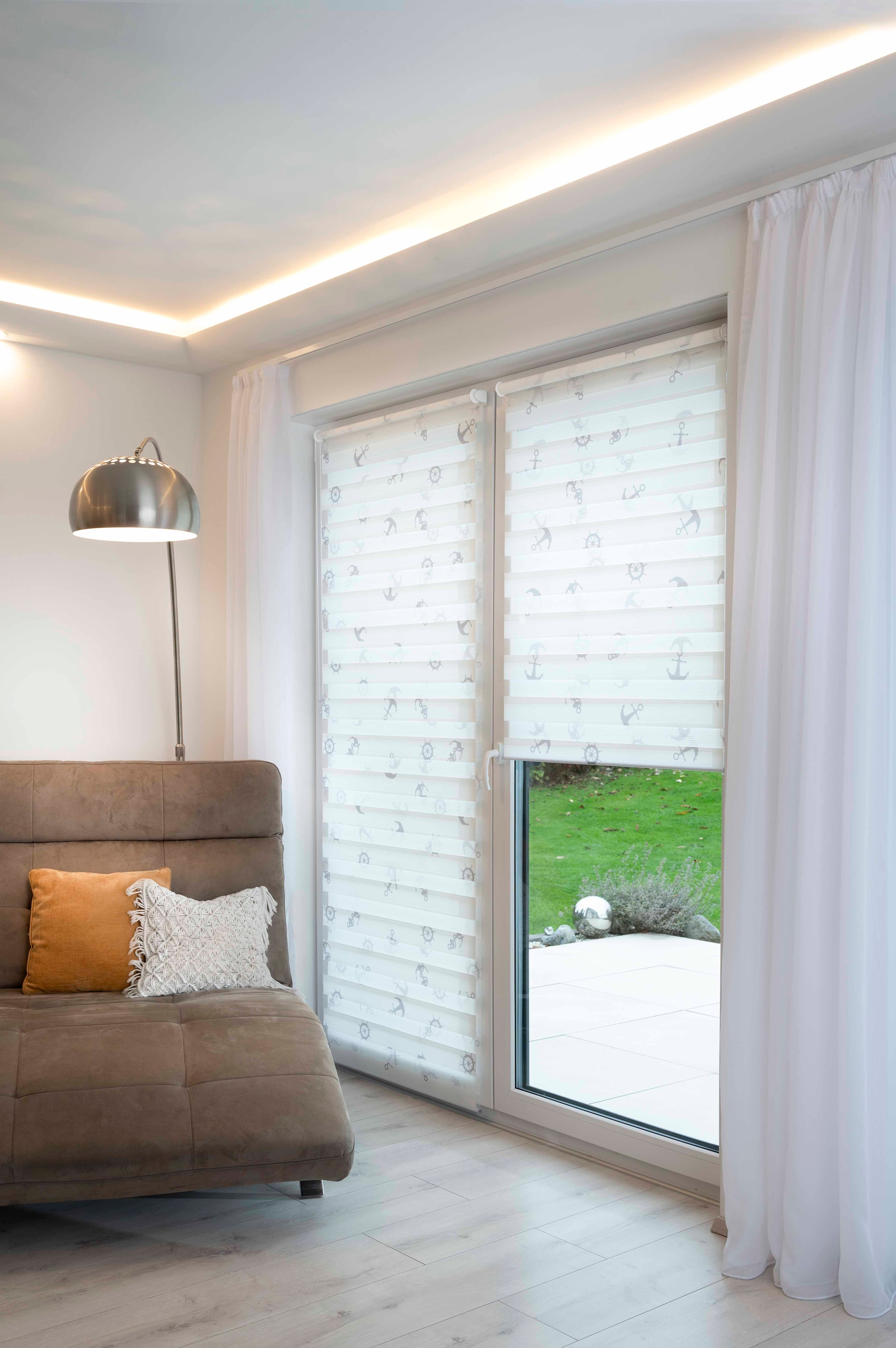 K-HOME Store double »MARITIM bedruckt« protection contre la lumière protection visuelle Aucun perçage requis suspendu librement Klemmfix, imprimé