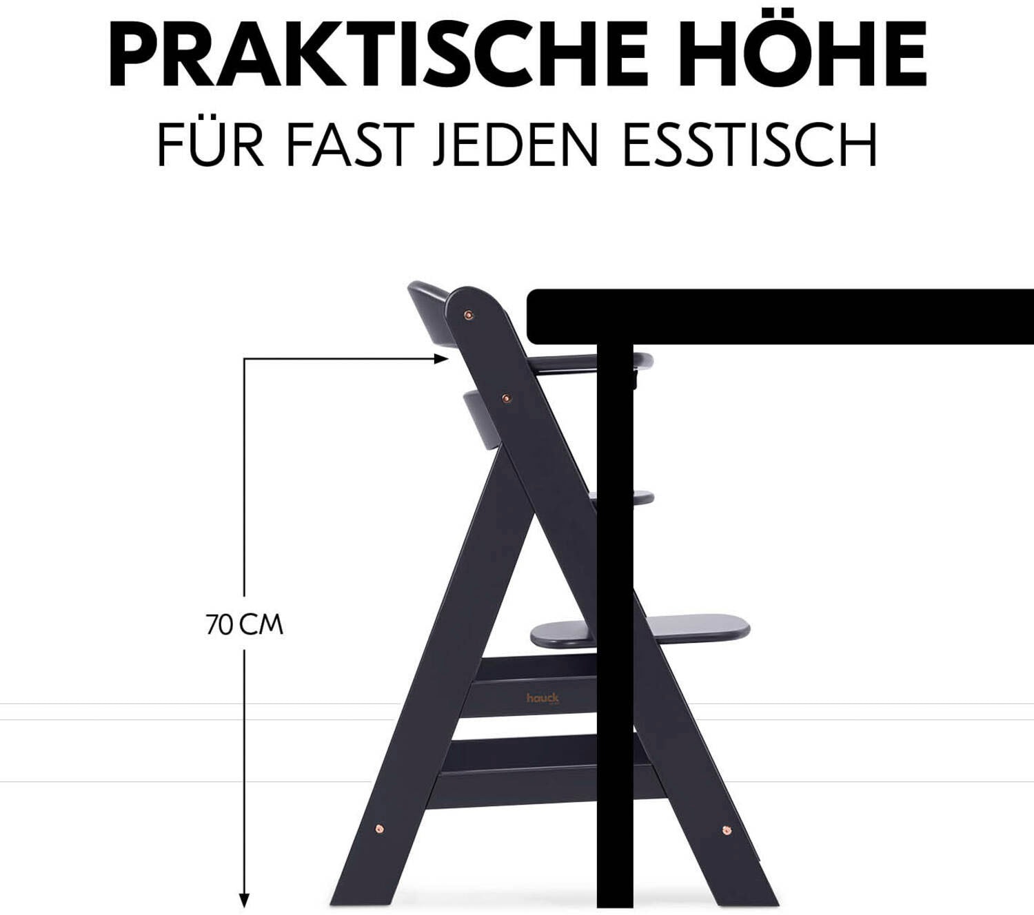 Hauck Chaise haute »Alpha Newborn Set Plus, Dark Grey« () mit Newborn Aufsatz