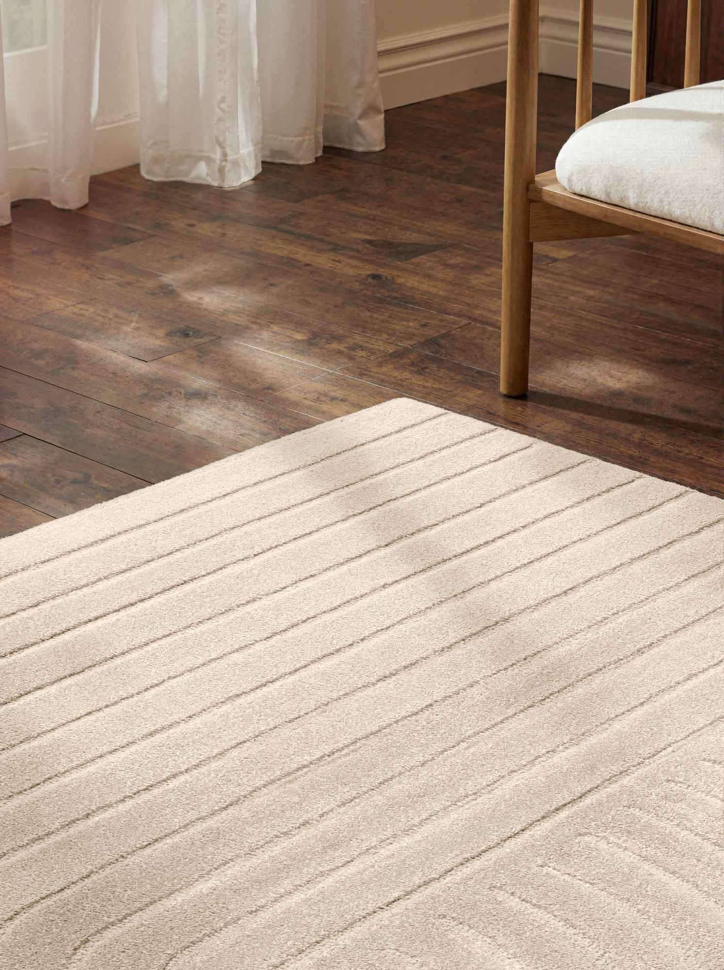 vikosa Tapis en laine »Arcura« Rectangulaire 15 mm Höhe Wolle Handgemacht, Hoch-Tief-Effekt, Geometrisches Linien Wellendesign