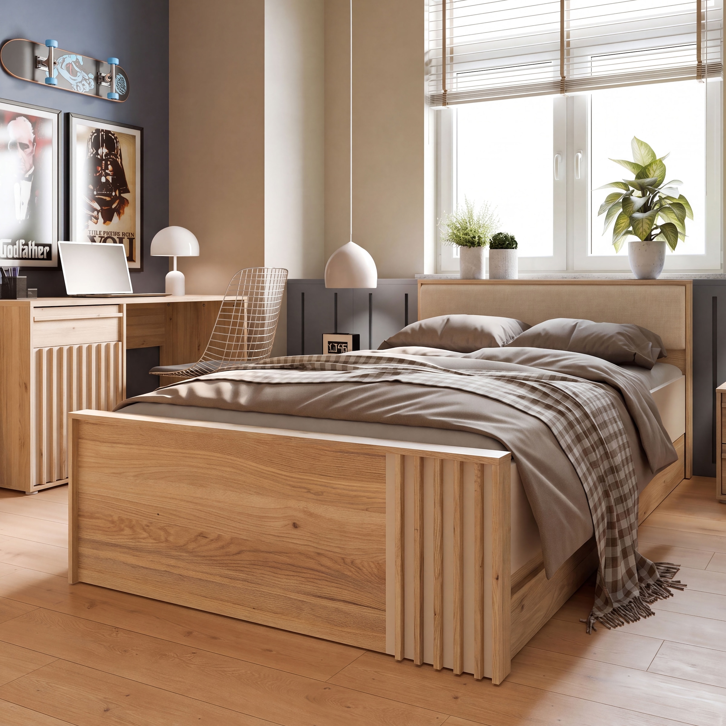 FORTE Lit »Bett mit Stauraum 2 SK, Kopfteil gepolstert« L/H/P 130/84/213 cm, disponible en 2 couleurs