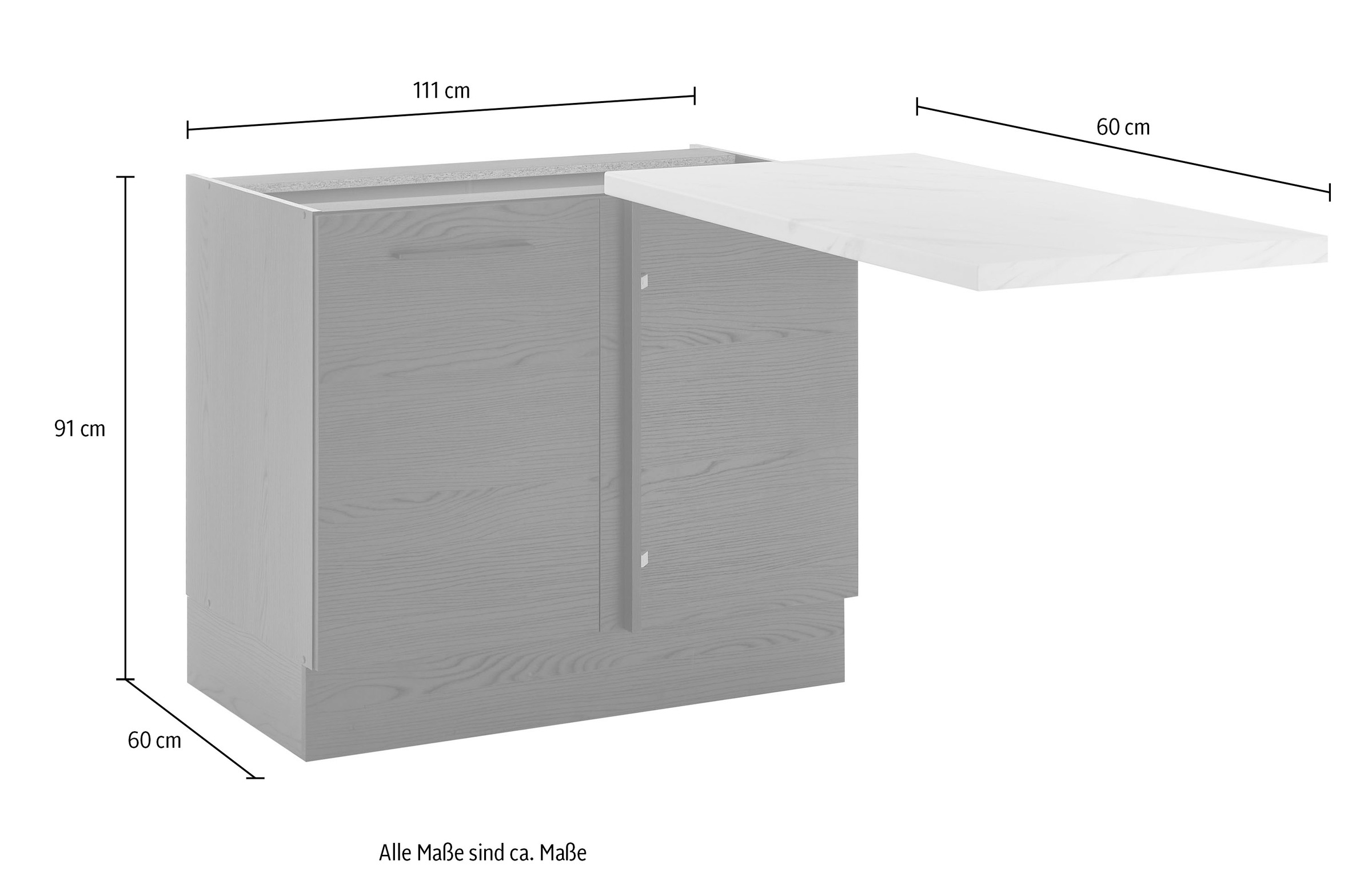BASIC by Balculina Eckunterschrank »Yorki« Stellmass B/T/H 45/60/90 cm