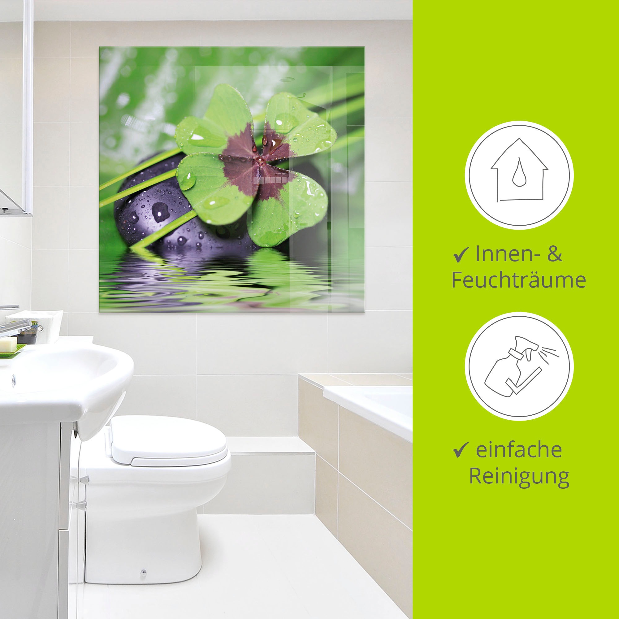 Artland Glasbild »Glücksklee... Entspann mal wieder« Zen 1 Stk. tlg. in verschiedenen Grössen