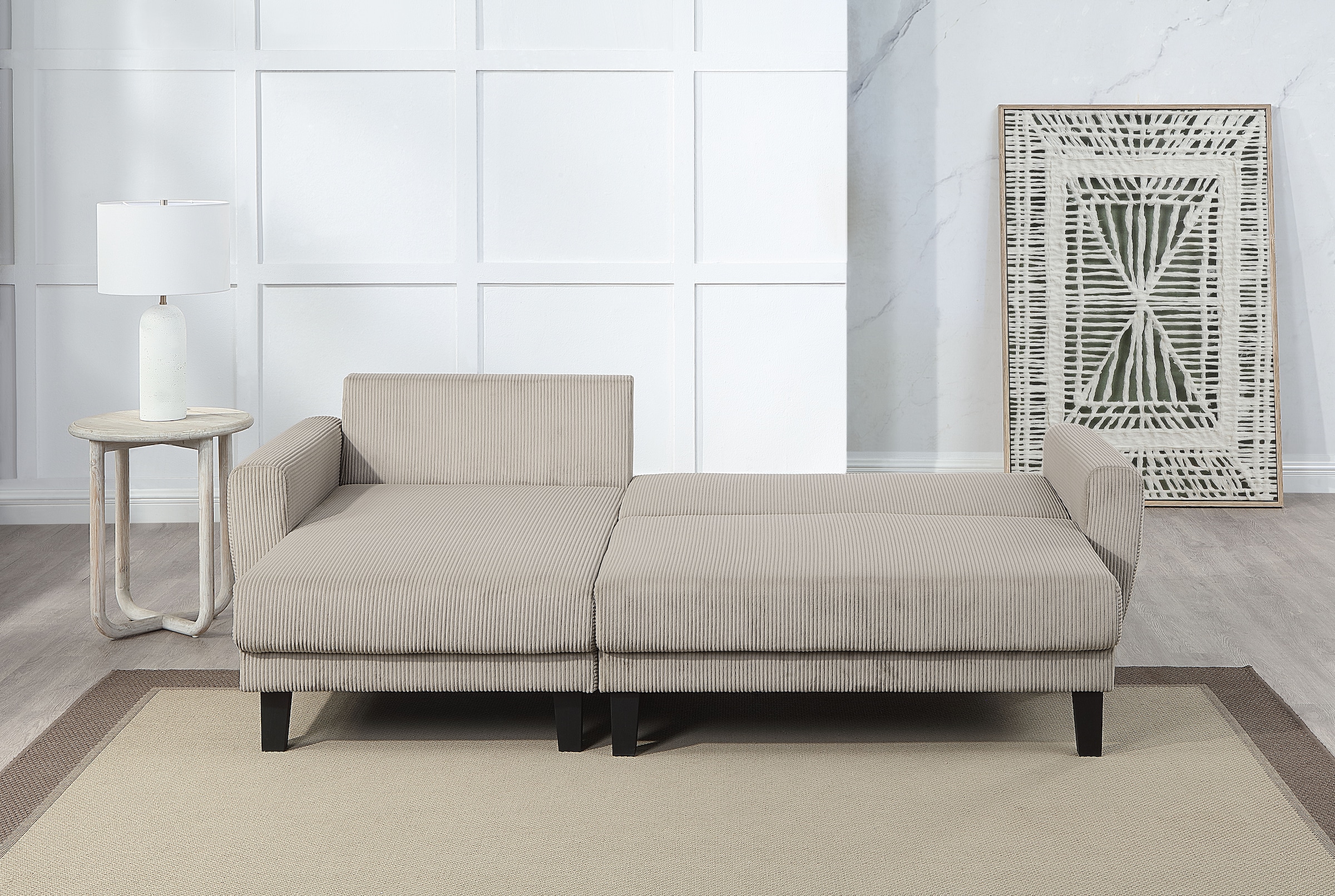 ATLANTIC home collection Ecksofa »Leonid L-Form« mit Schlaffunktion und Bettkasten