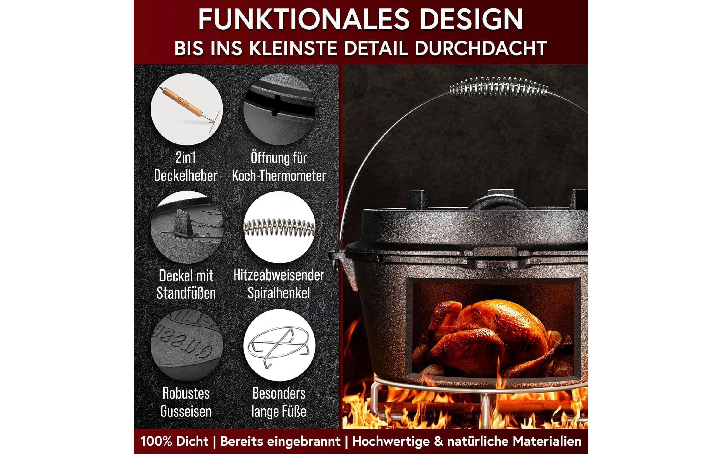   Grilltopf »Gusskoenig Gusseisen Set Holzbox 8-teilig« Gusseisen 8 Stk. tlg.