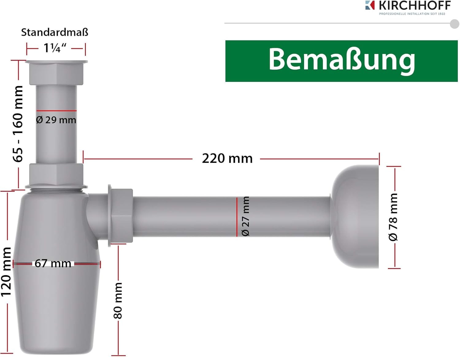 Kirchhoff Siphon »ECO-SAVE« Set,  Ablaufgarnitur für Waschbecken und Waschtisch