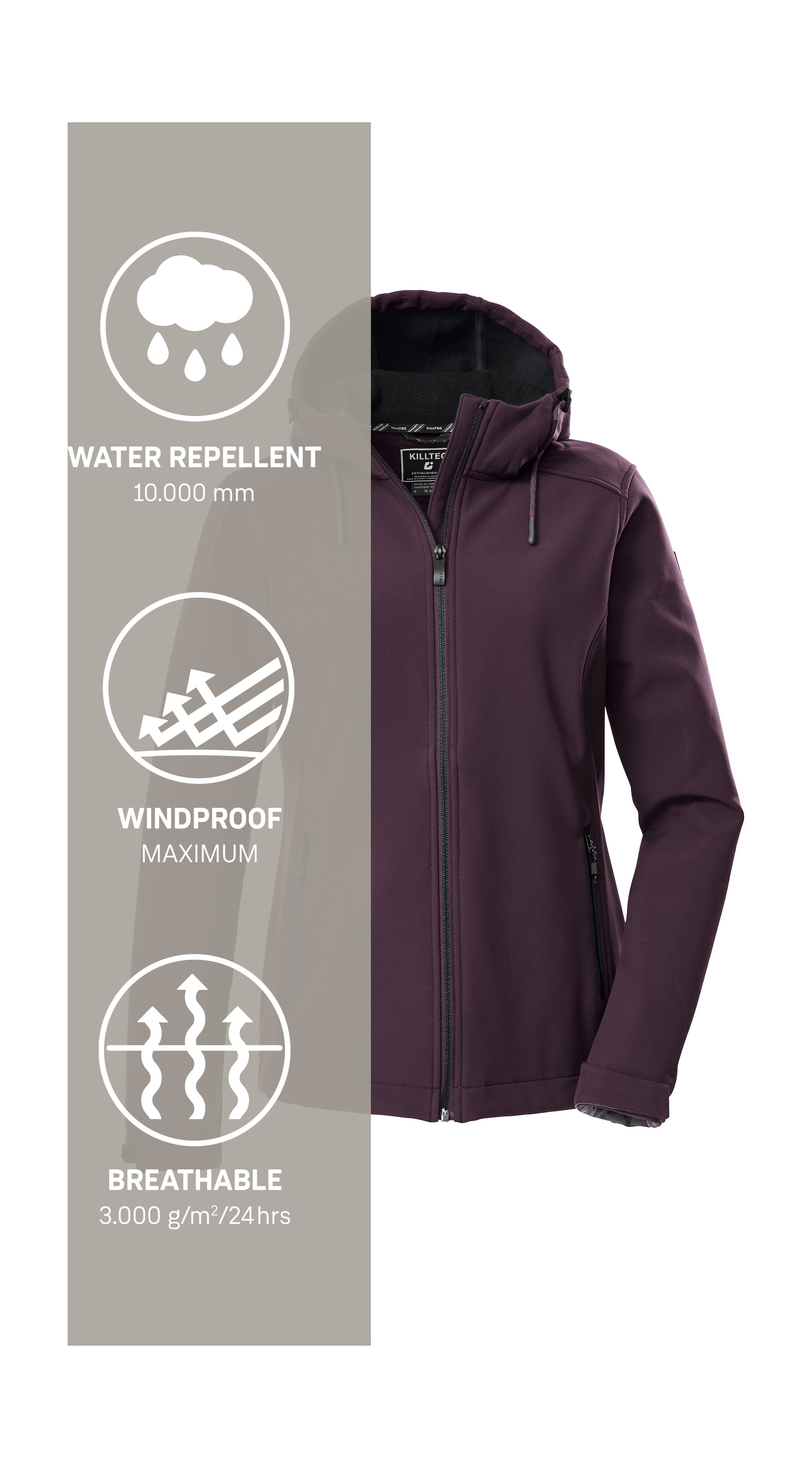 Killtec Softshelljacke »KOW 8 WMN SFTSHLL JCKT« Damen Softshelljacke: wasser- und windabweisend, atmungsaktiv