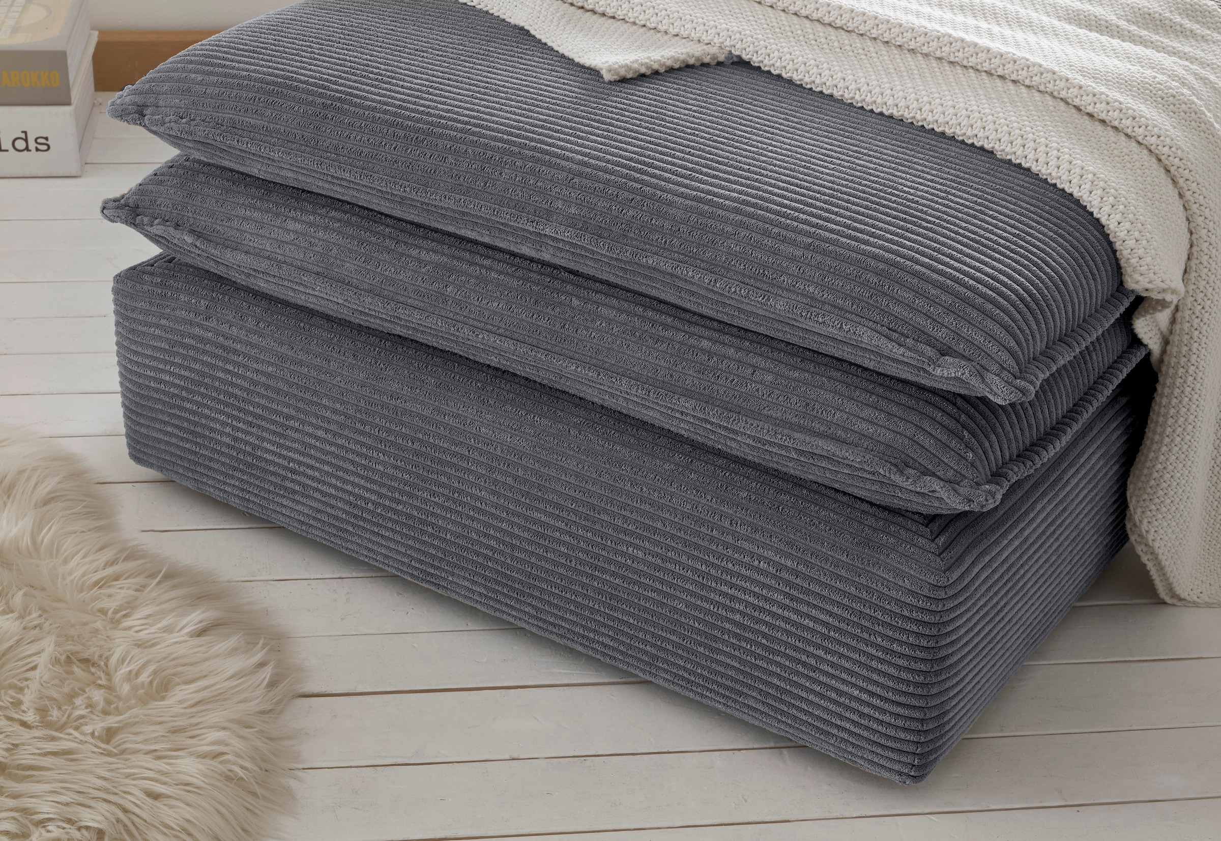 Home affaire Sitzgruppe »PIAGGE« 2 Stk. tlg. 3-Sitzer-Sofa mit Bettfunktion und Loveseat-Hocker im Set