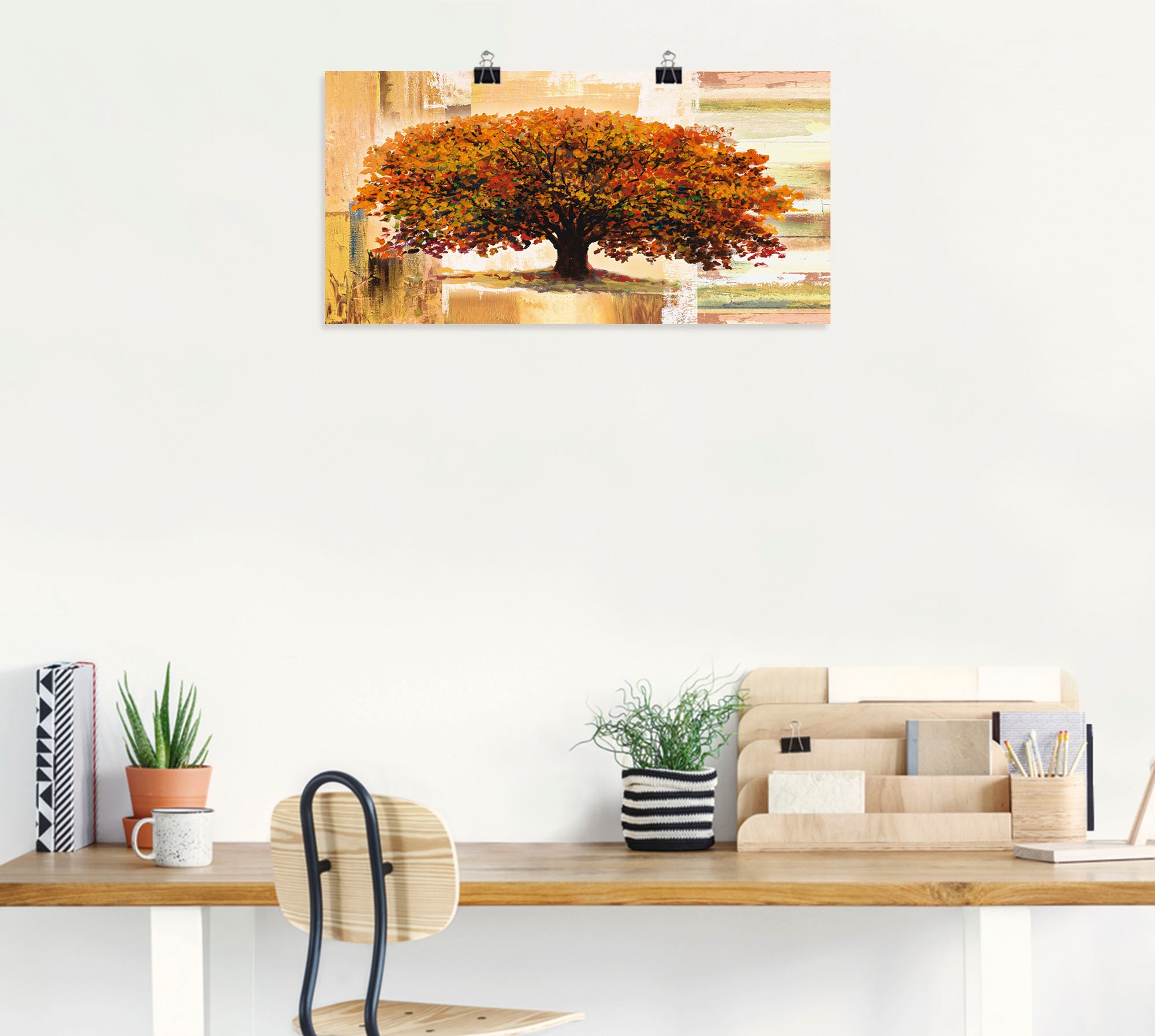 Artland Wandbild »Herbstbaum auf abstraktem Hintergrund« Bäume 1 Stk. tlg. als Leinwandbild, Poster in verschied. Grössen